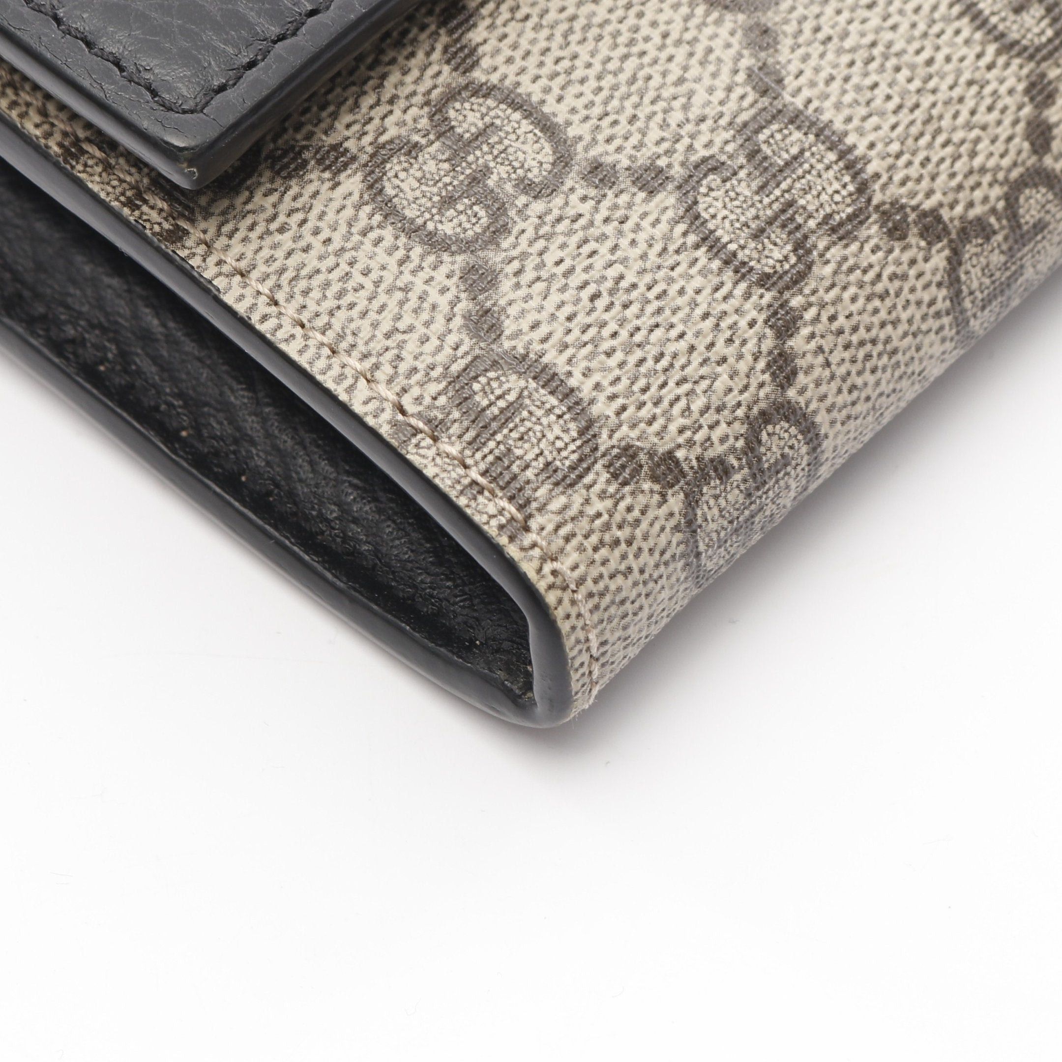 Gucci Gucci Gg Marmont Supreme Chain Wallet Leather Black Beige Size ONE SIZE - 5 Thumbnail