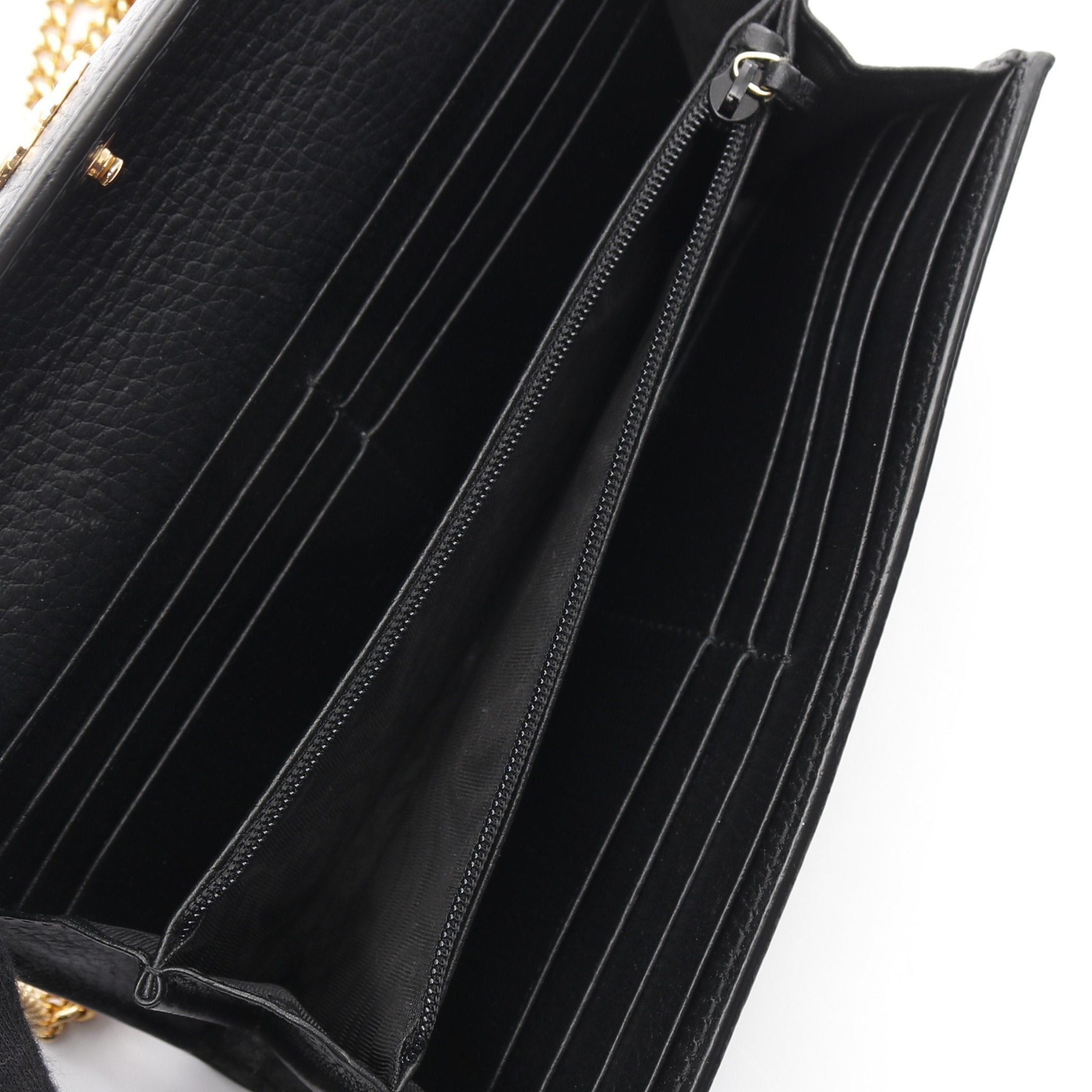 Gucci Gucci Gg Marmont Supreme Chain Wallet Leather Black Beige Size ONE SIZE - 3 Thumbnail