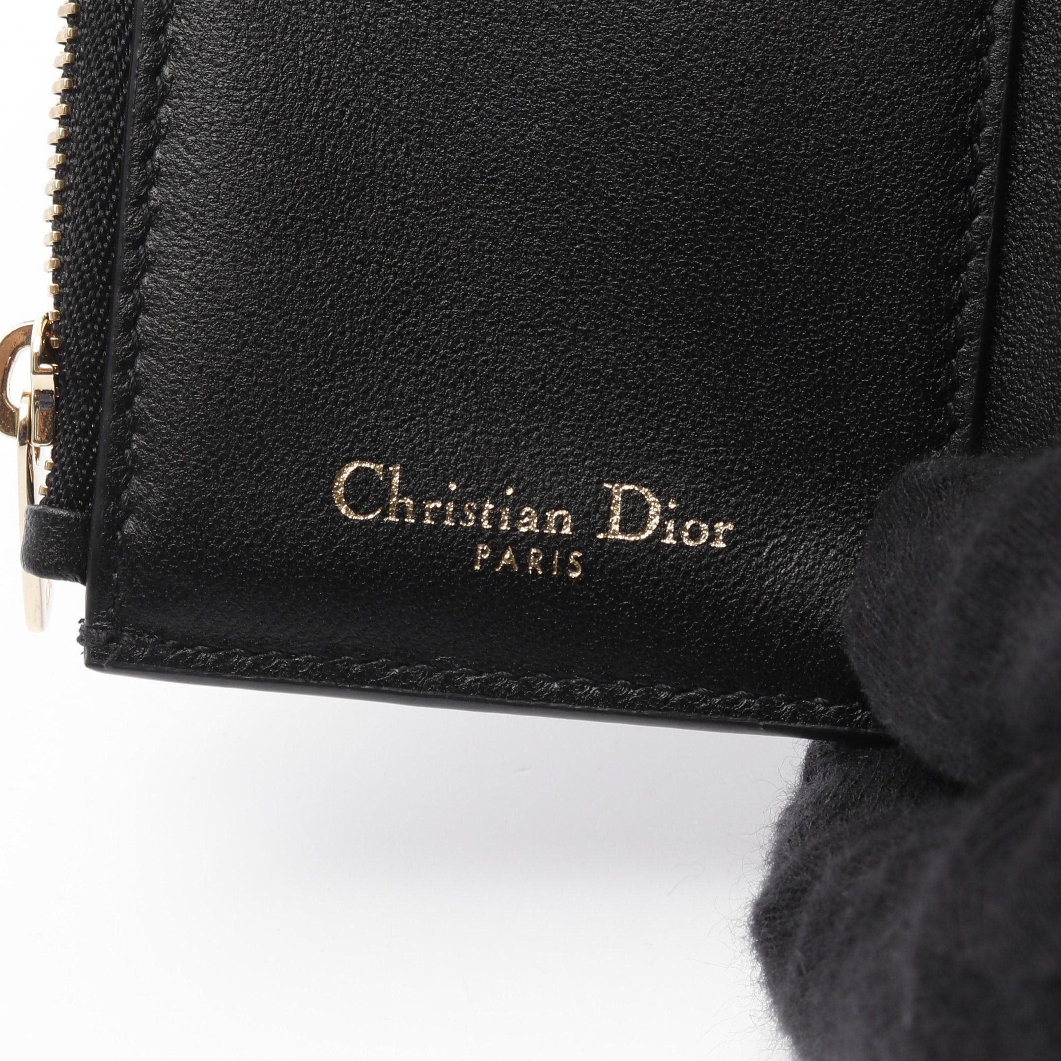 Dior Dior 30 Montaigne Lotus Wallet Trifold Compact Leather Black Size ONE SIZE - 4 Thumbnail