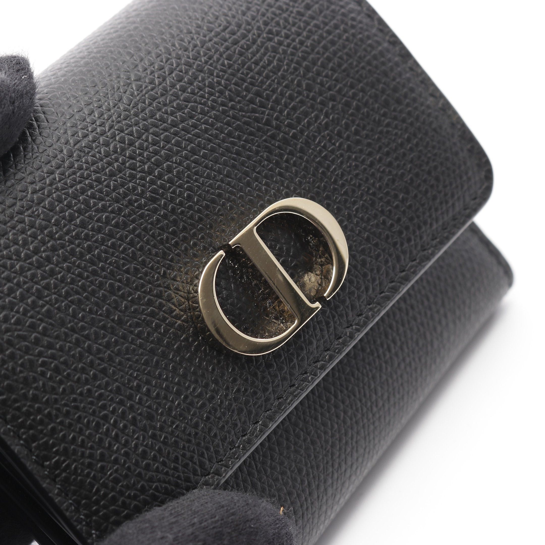 Dior Dior 30 Montaigne Lotus Wallet Trifold Compact Leather Black Size ONE SIZE - 7 Thumbnail