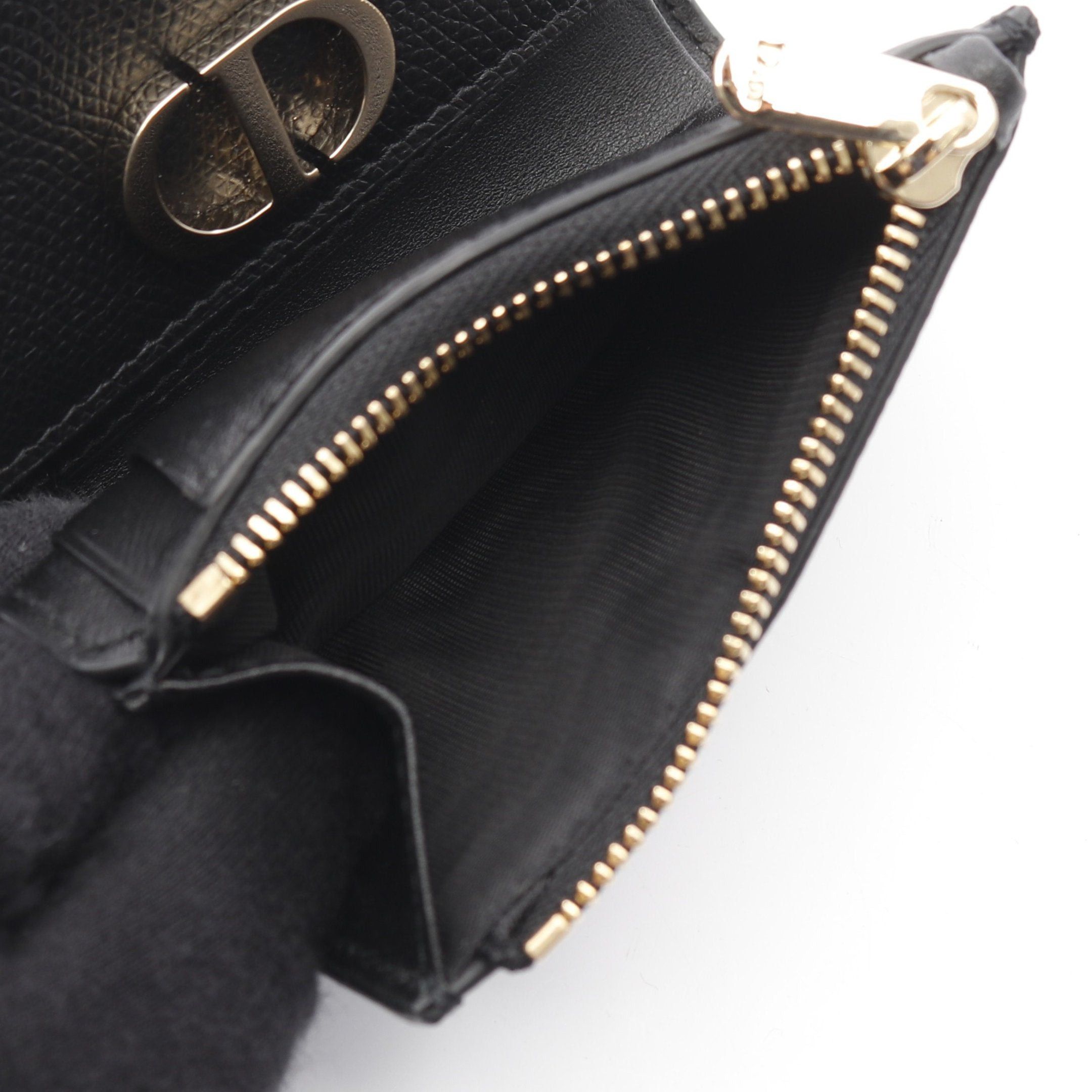 Dior Dior 30 Montaigne Lotus Wallet Trifold Compact Leather Black Size ONE SIZE - 5 Thumbnail