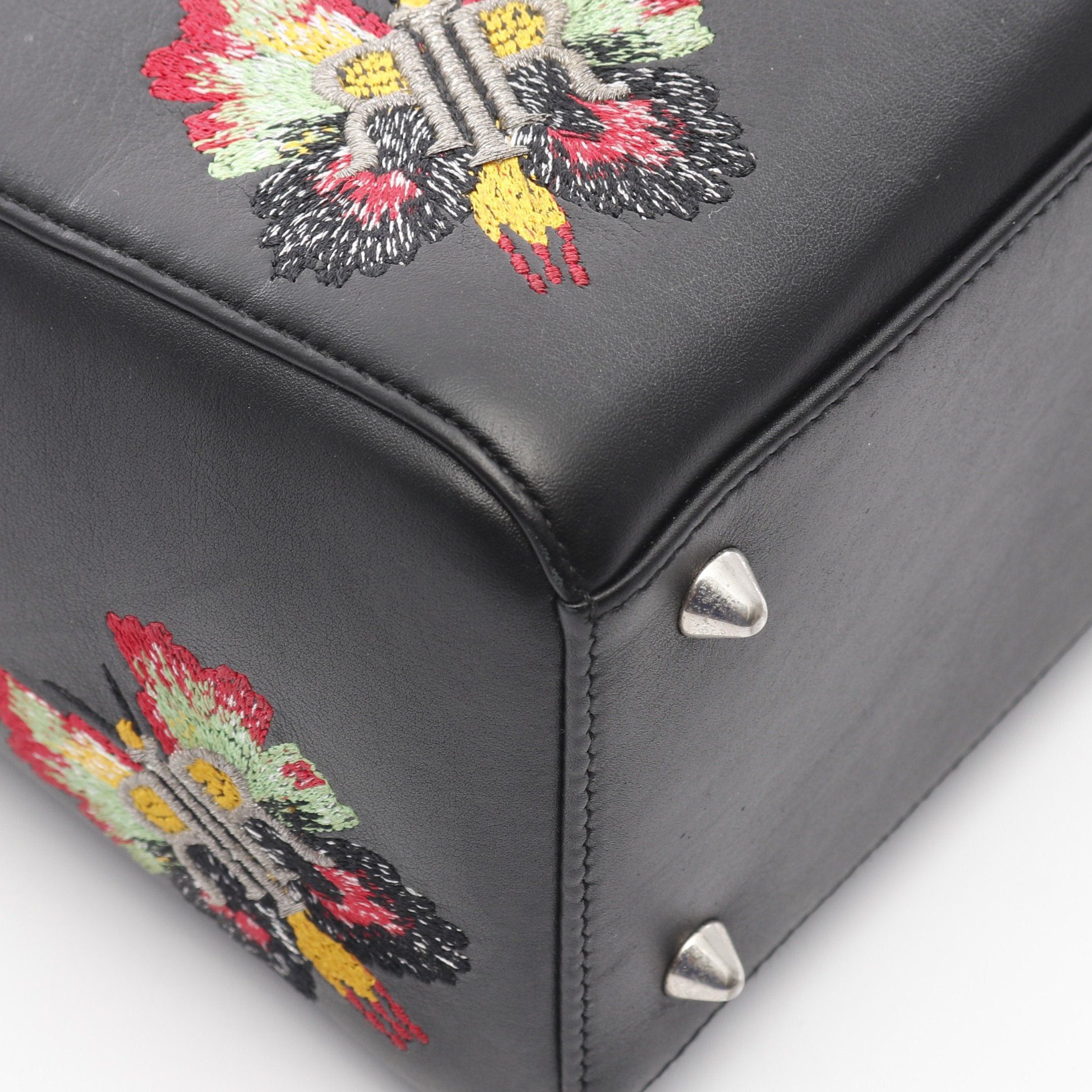 Dior Dior Lady Dior Handbag Leather Enamel Black Embroidery Size ONE SIZE - 5 Thumbnail