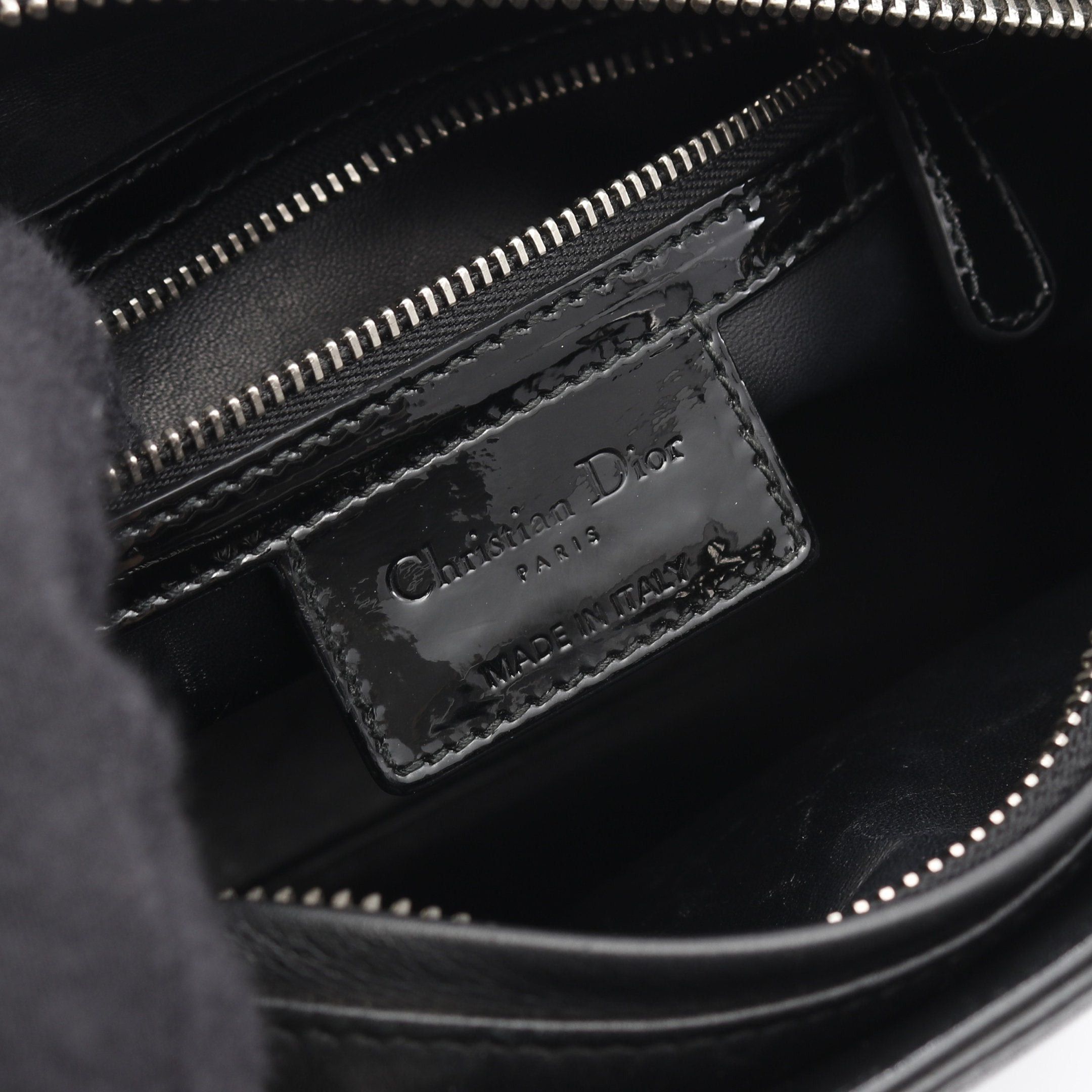 Dior Dior Lady Dior Handbag Leather Enamel Black Embroidery Size ONE SIZE - 4 Thumbnail