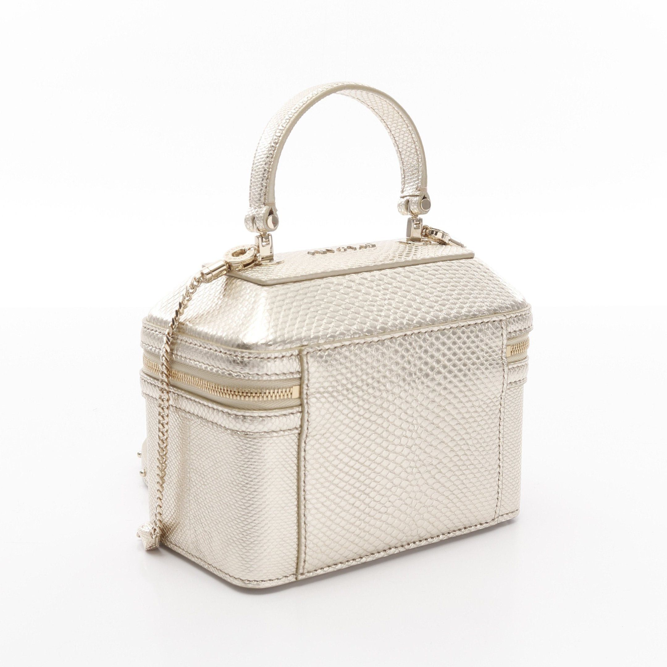 Bvlgari Bvlgari Serpenti Vanity Handbag Bag Leather Gold Python Embossed Size ONE SIZE - 2 Thumbnail