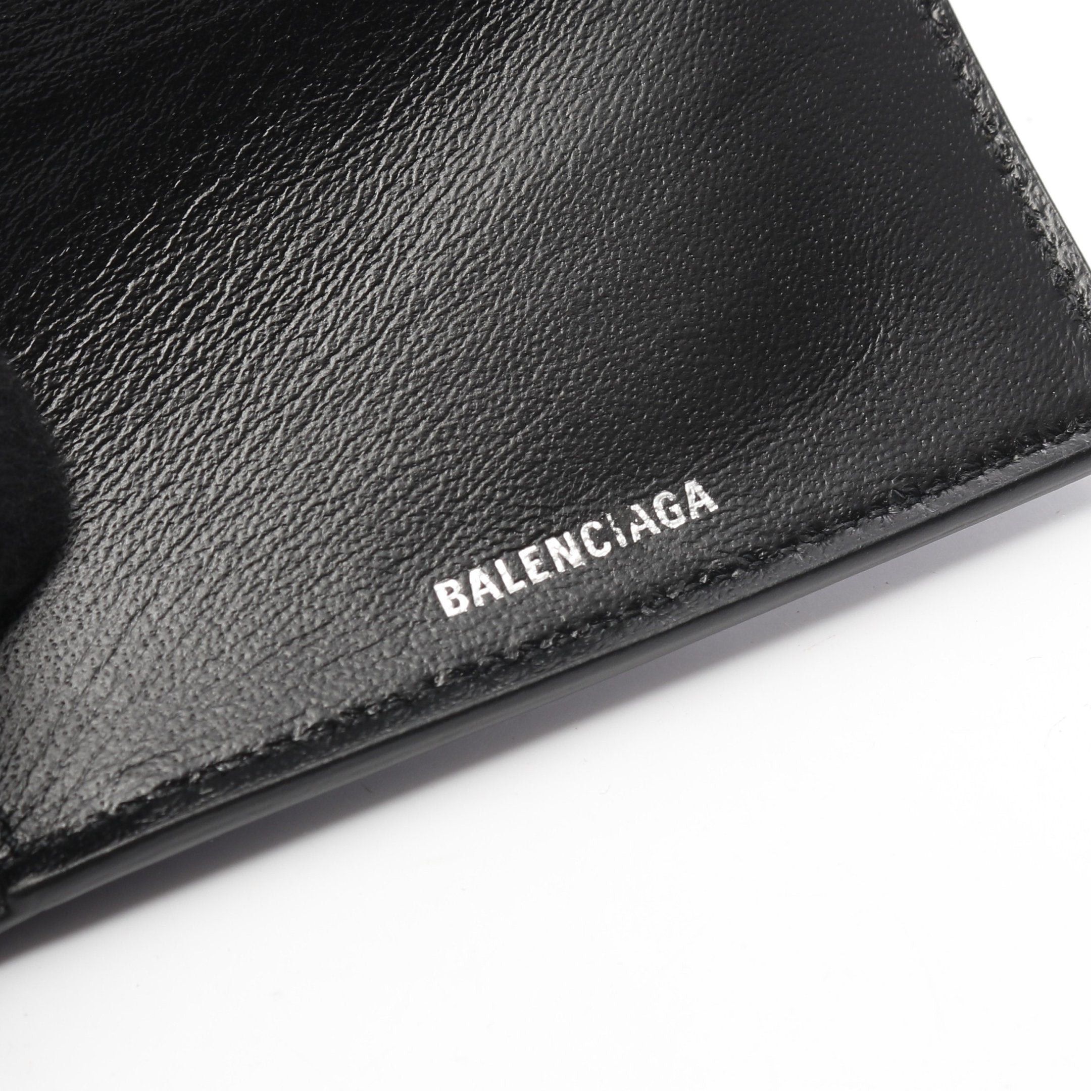 Balenciaga Balenciaga Cash Mini Wallet Trifold Compact Leather Black Size ONE SIZE - 4 Thumbnail