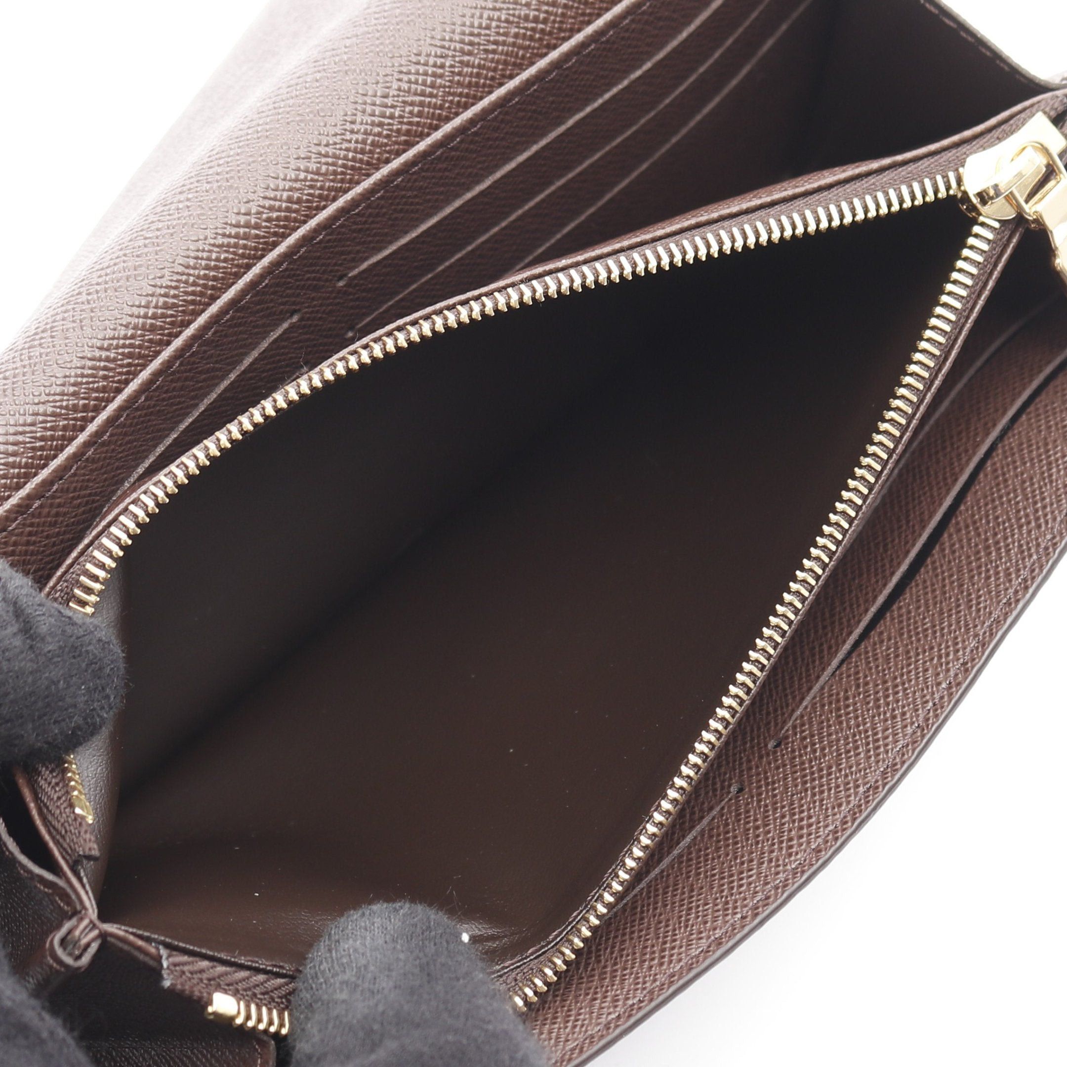 Louis Vuitton Louis Vuitton Portefeuil Sara Damier Ebene Bi-Fold Long Wallet Leather Brown Size ONE SIZE - 5 Thumbnail