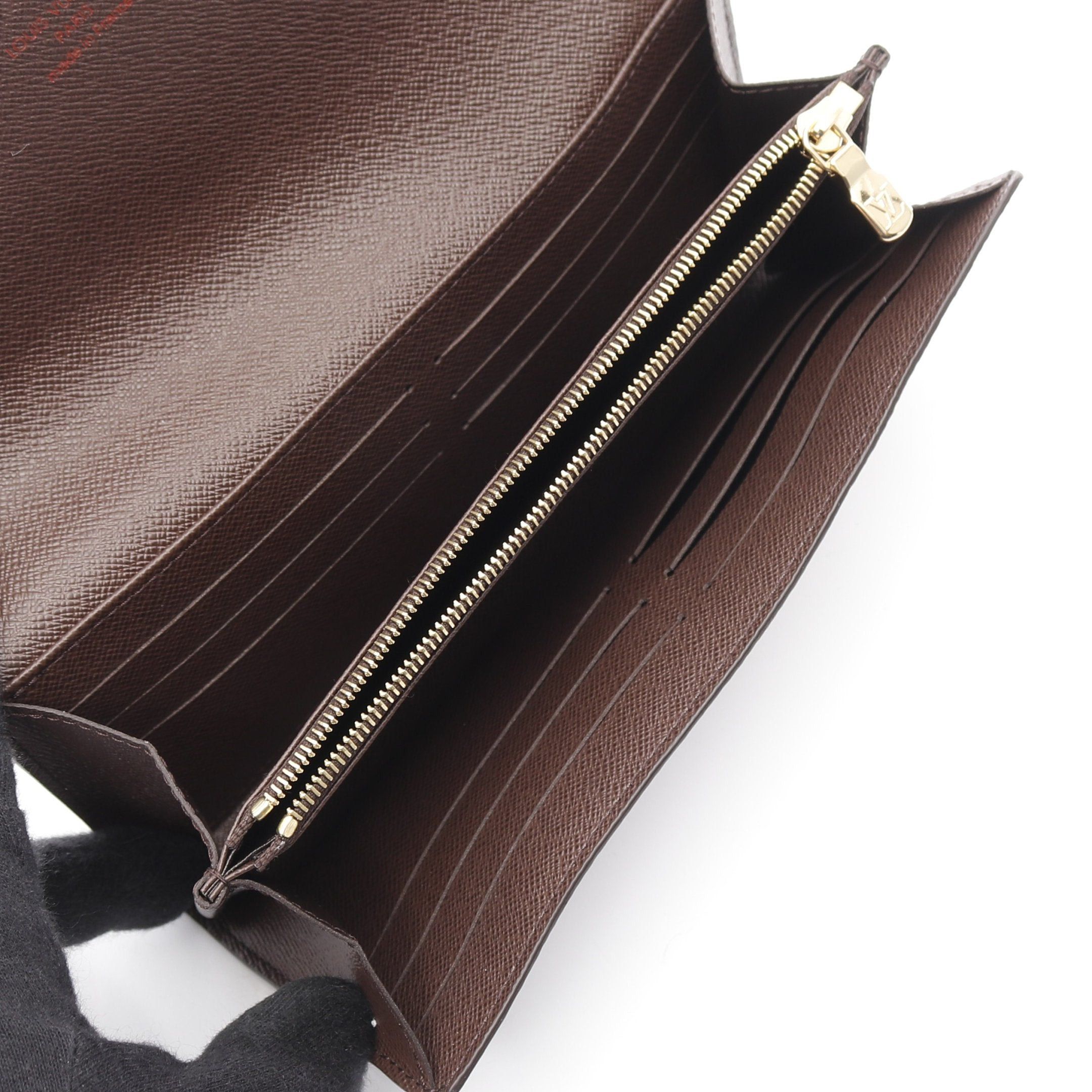 Louis Vuitton Louis Vuitton Portefeuil Sara Damier Ebene Bi-Fold Long Wallet Leather Brown Size ONE SIZE - 3 Thumbnail