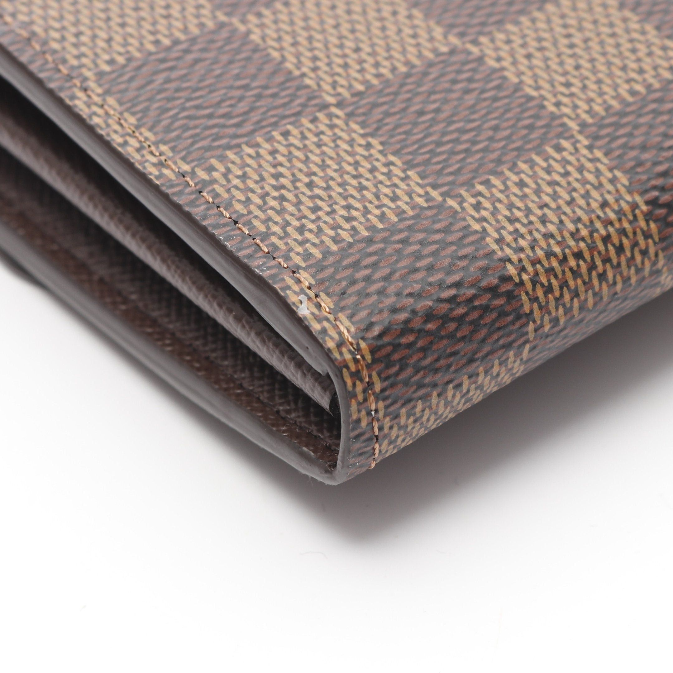 Louis Vuitton Louis Vuitton Portefeuil Sara Damier Ebene Bi-Fold Long Wallet Leather Brown Size ONE SIZE - 6 Thumbnail
