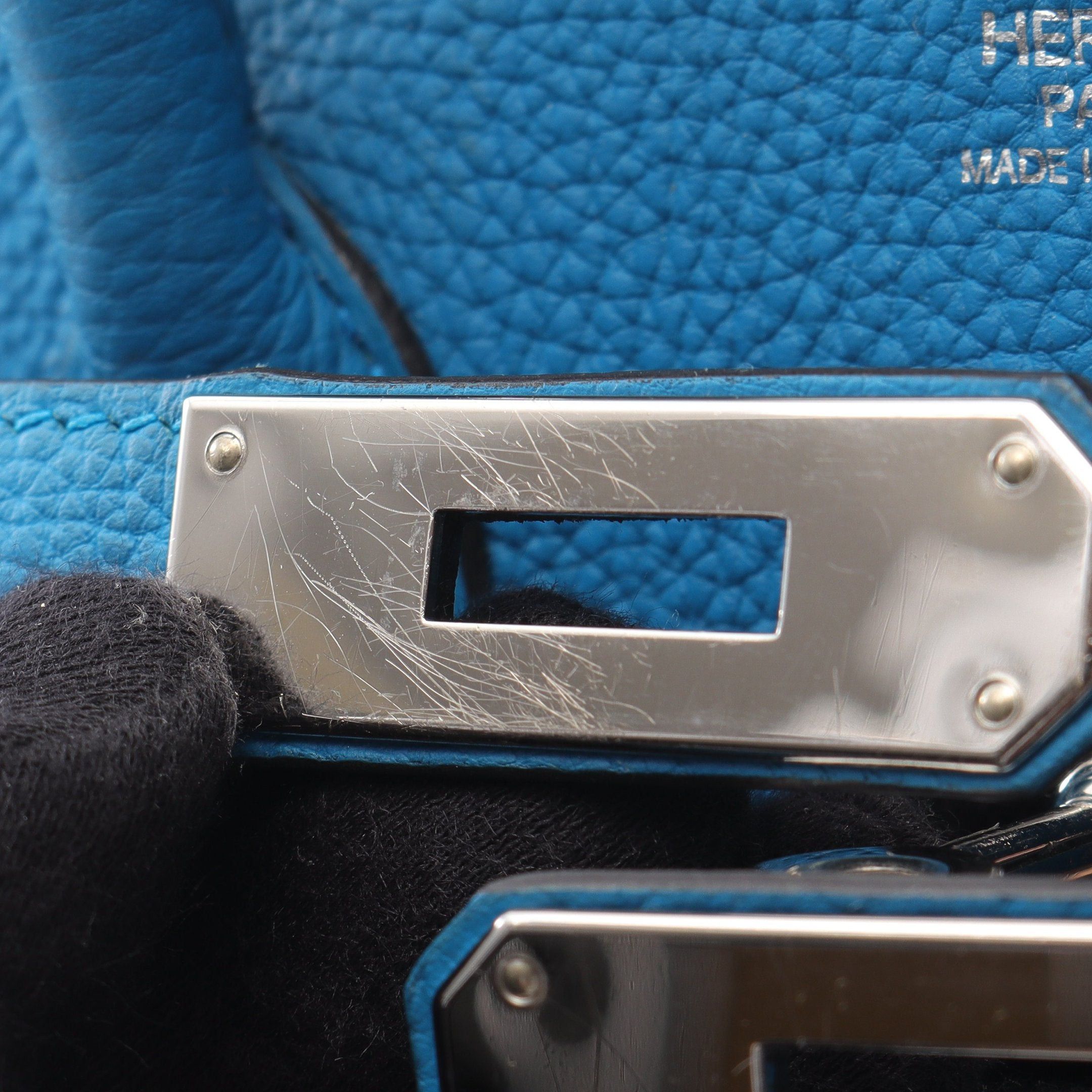Hermes Hermes Birkin 30 Blue Zanzibar Handbag Togo Silver Hardware A Stamp Size ONE SIZE - 8 Thumbnail