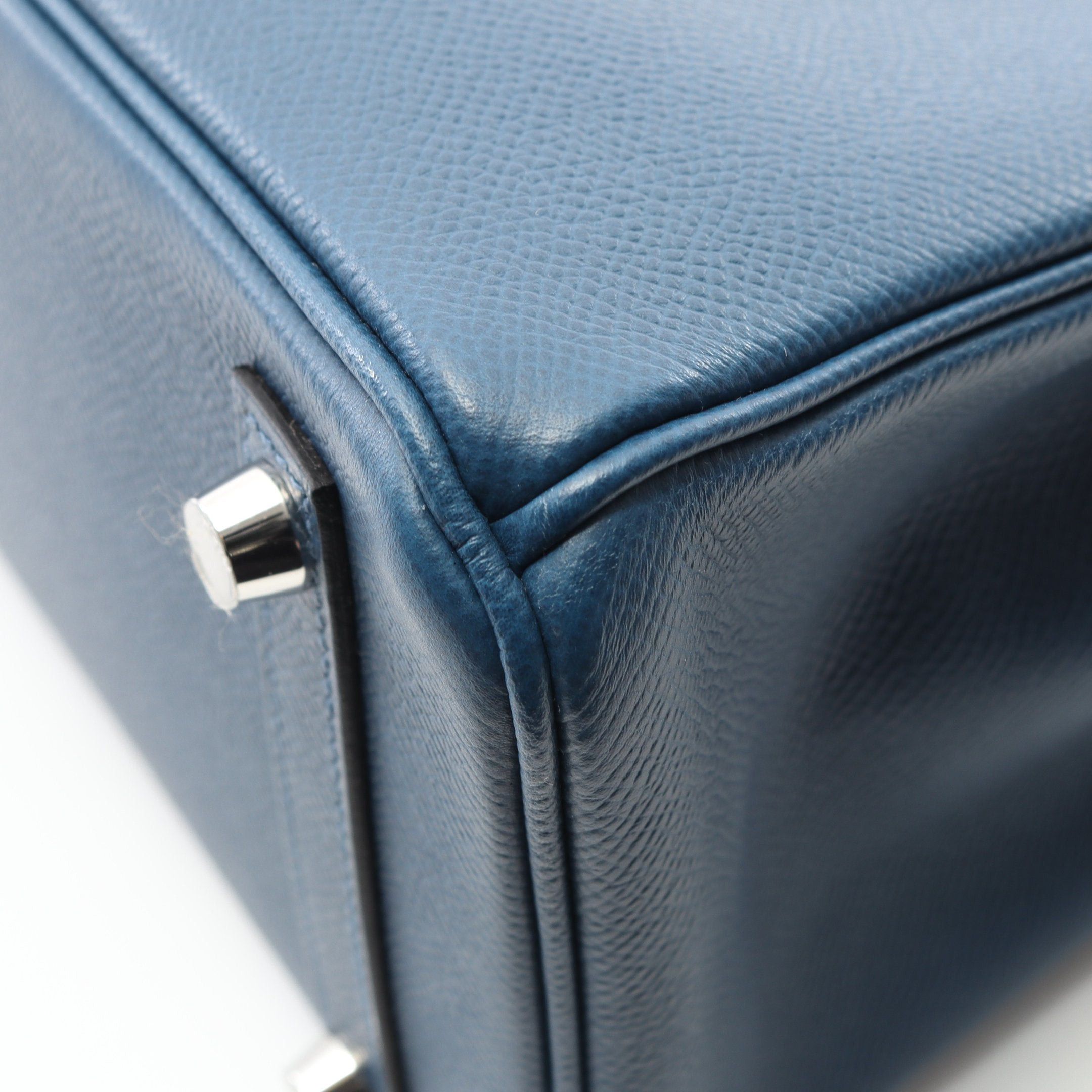 Hermes Hermes Birkin 25 Tricolor Deep Blue Hydra Handbag Veau Epsom Black Silver Hardware Double Engraved Size ONE SIZE - 7 Thumbnail