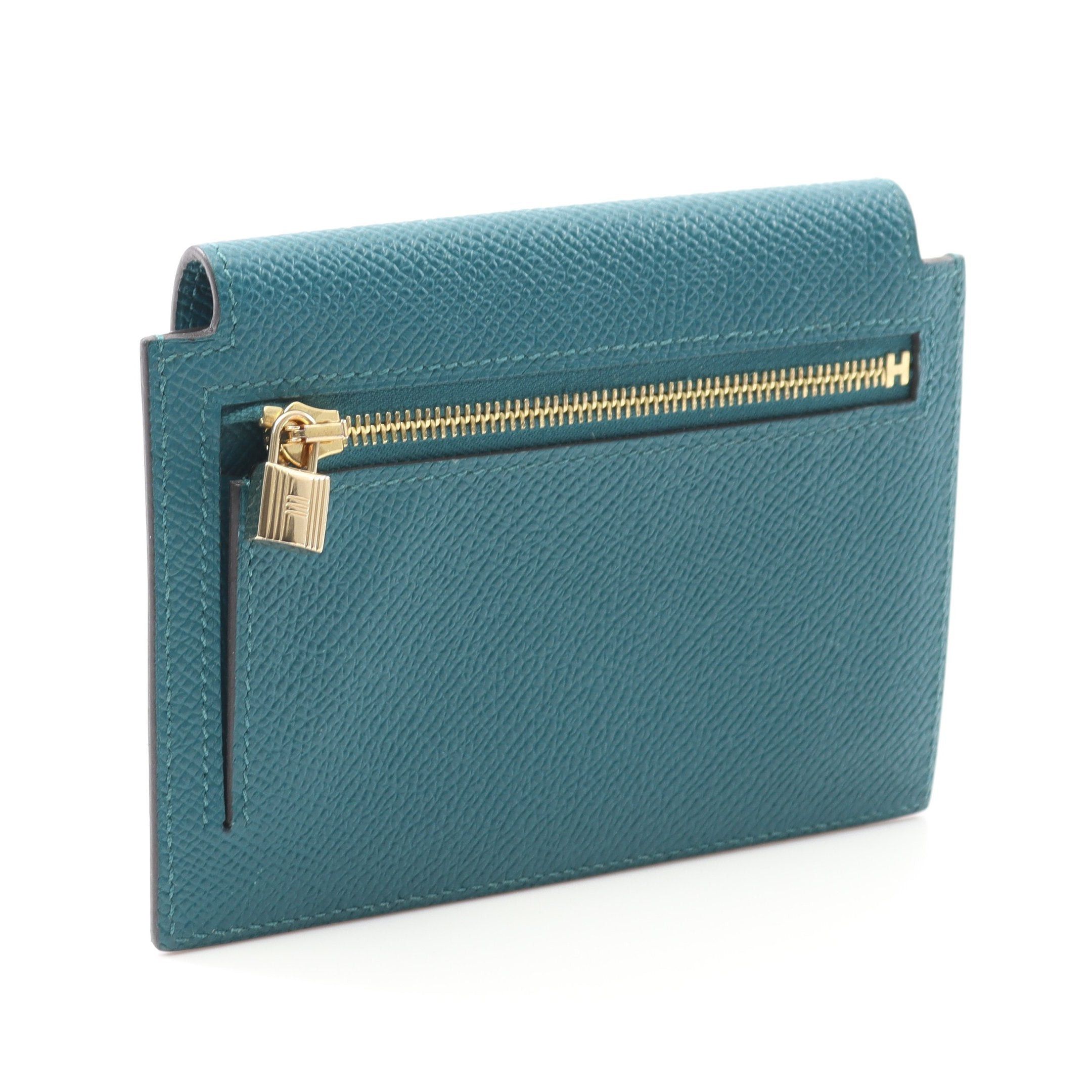 Hermes Hermes Kelly Pocket Compact Veil Vertigo Coin Purse Veau Epsom Blue Green Gold Hardware D Stamp Size ONE SIZE - 2 Thumbnail