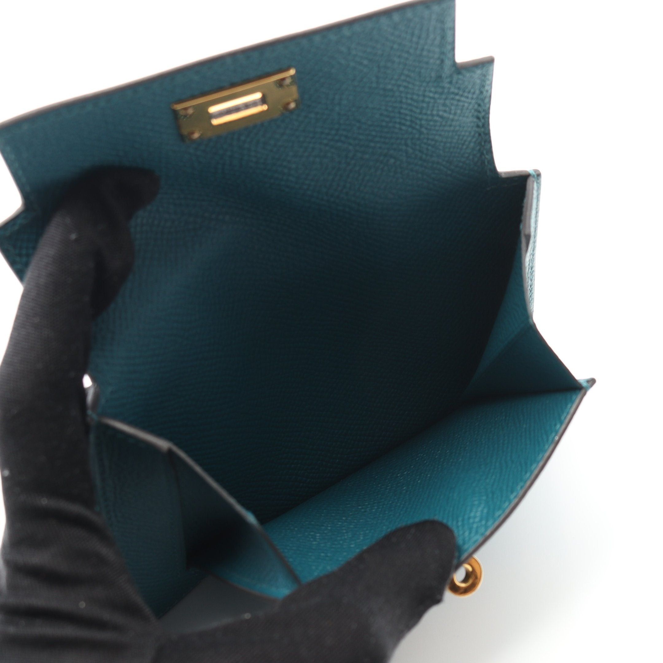 Hermes Hermes Kelly Pocket Compact Veil Vertigo Coin Purse Veau Epsom Blue Green Gold Hardware D Stamp Size ONE SIZE - 3 Thumbnail