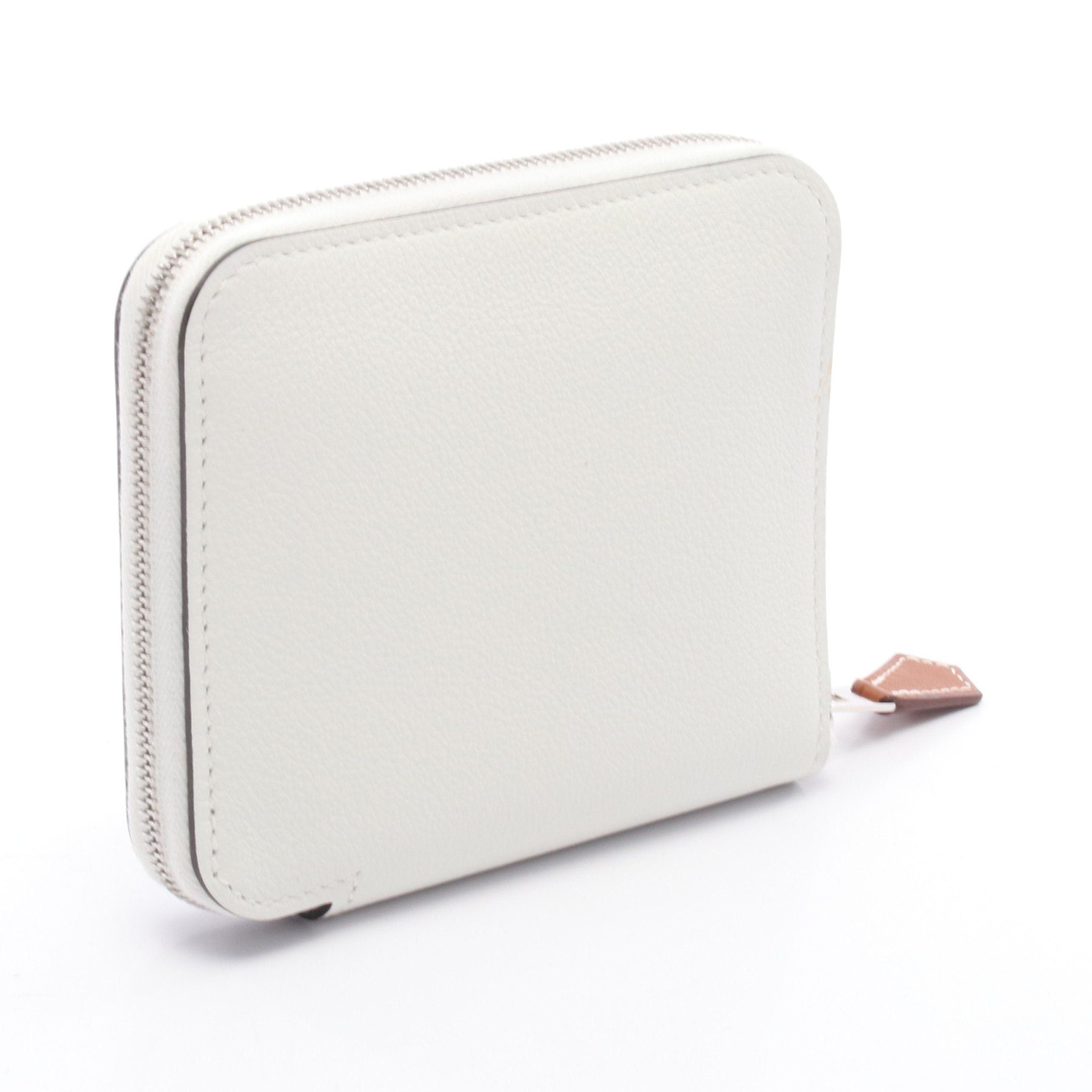 Hermes Hermes Azap Compact Silk In New White Round Zipper Wallet Evercolor Silver Hardware B Stamp Size ONE SIZE - 2 Thumbnail