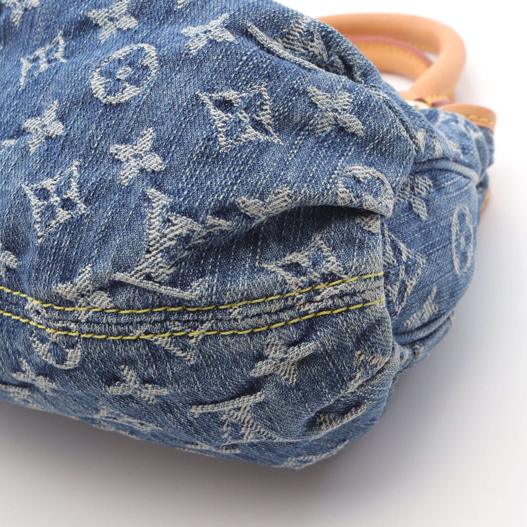 Louis Vuitton Louis Vuitton Preeti Monogram Denim Handbag Leather Blue Size ONE SIZE - 7 Thumbnail