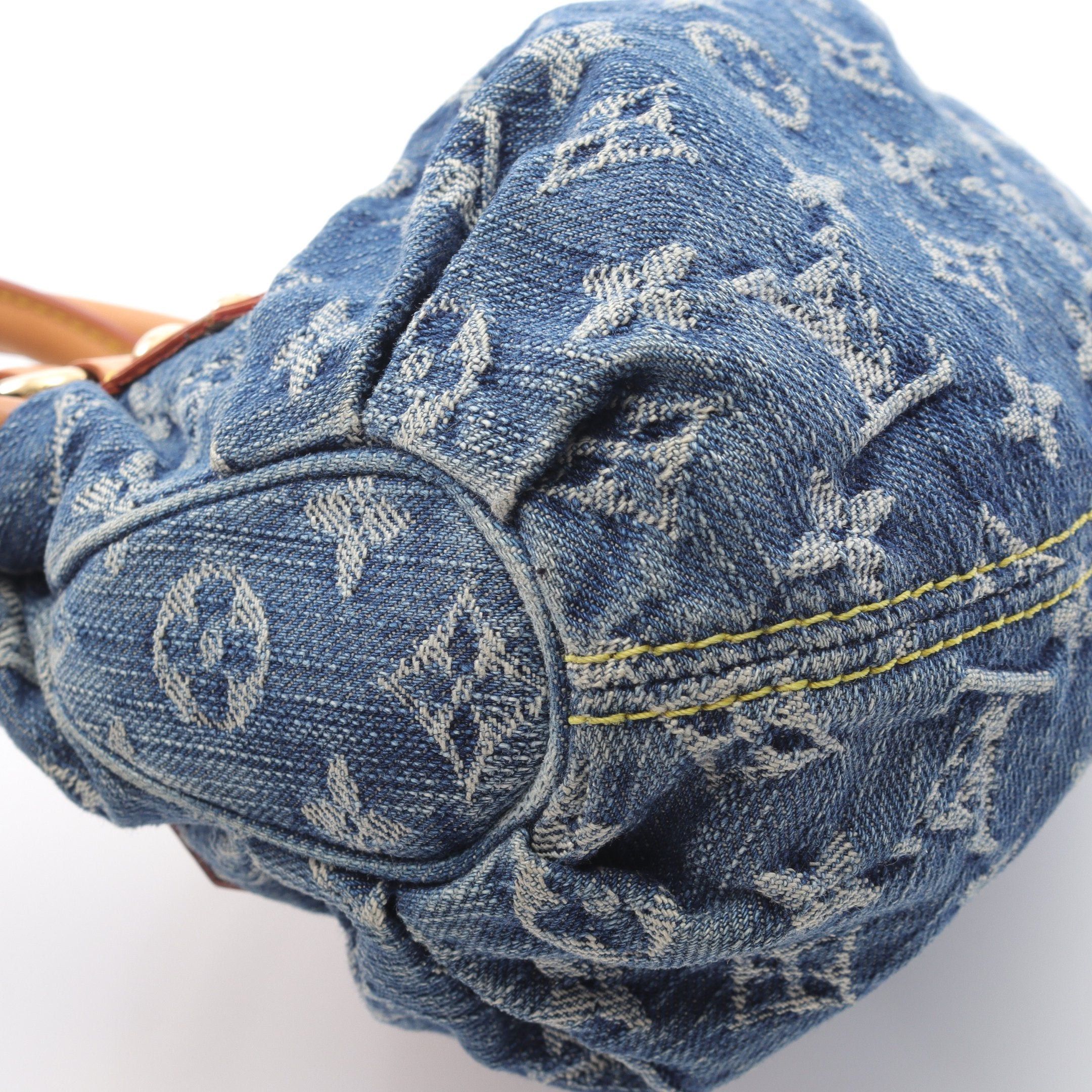 Louis Vuitton Louis Vuitton Preeti Monogram Denim Handbag Leather Blue Size ONE SIZE - 6 Thumbnail