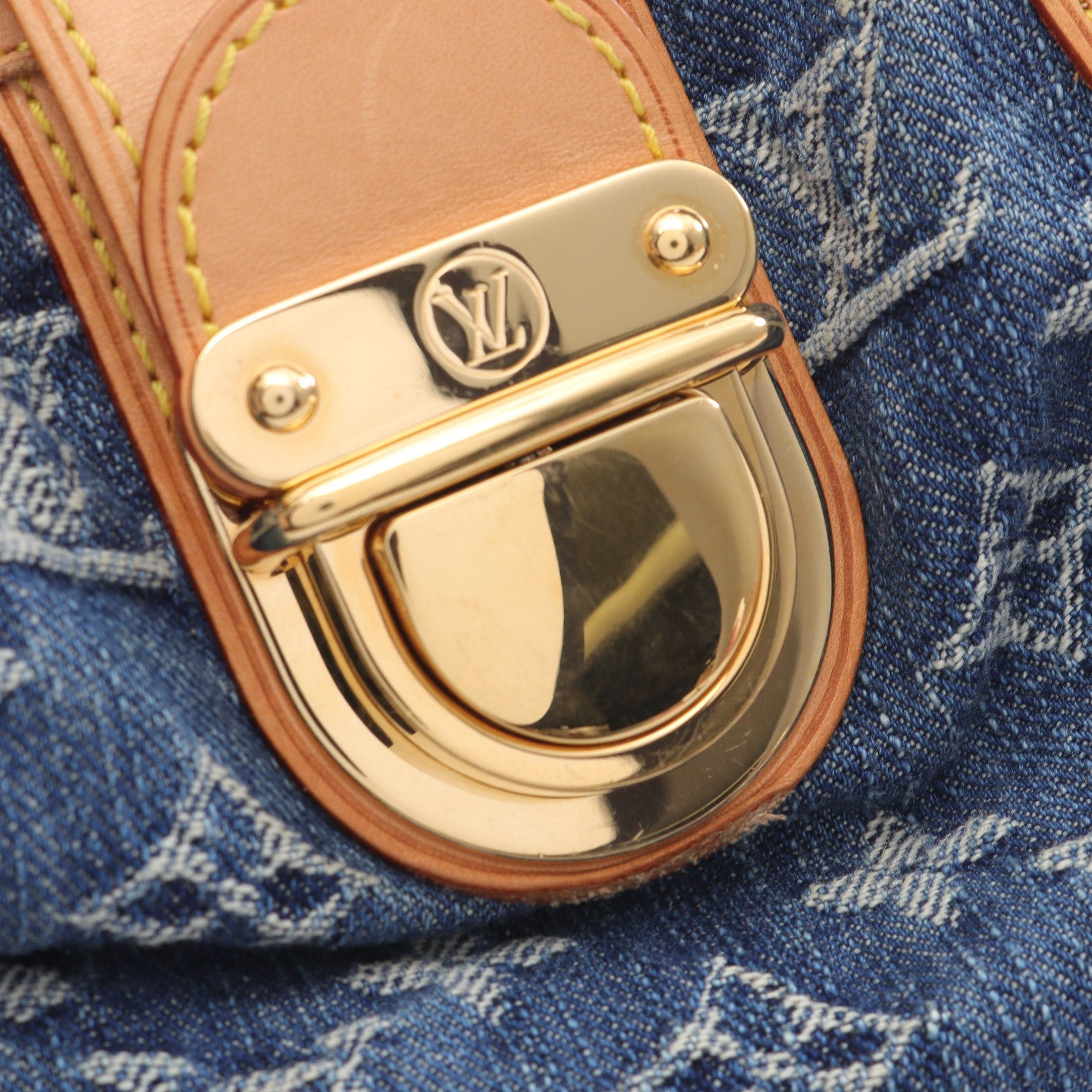 Louis Vuitton Louis Vuitton Preeti Monogram Denim Handbag Leather Blue Size ONE SIZE - 10 Thumbnail