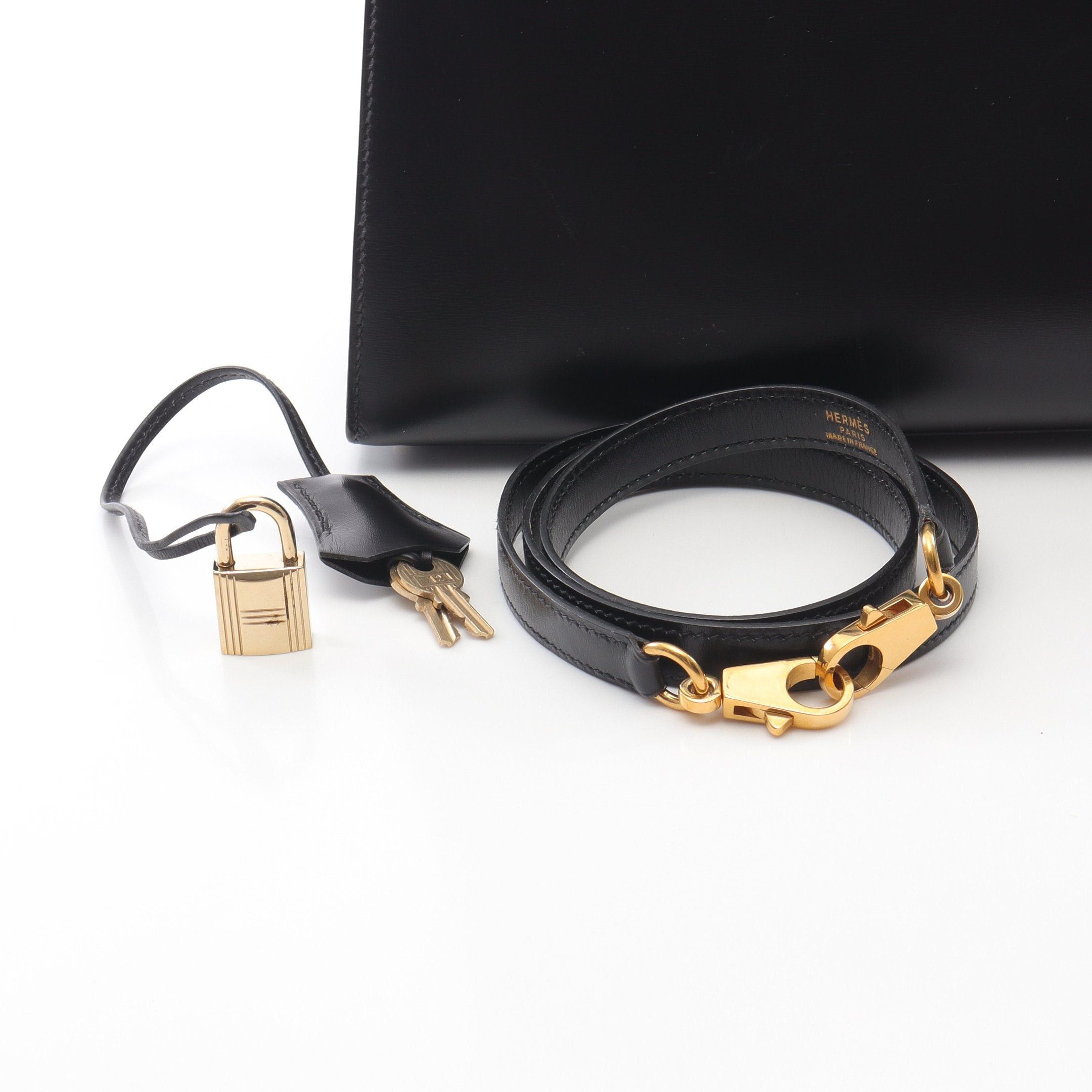 Hermes Hermes Kelly28 Handbag Box Calf Black Gold Hardware Stamp Size ONE SIZE - 6 Thumbnail