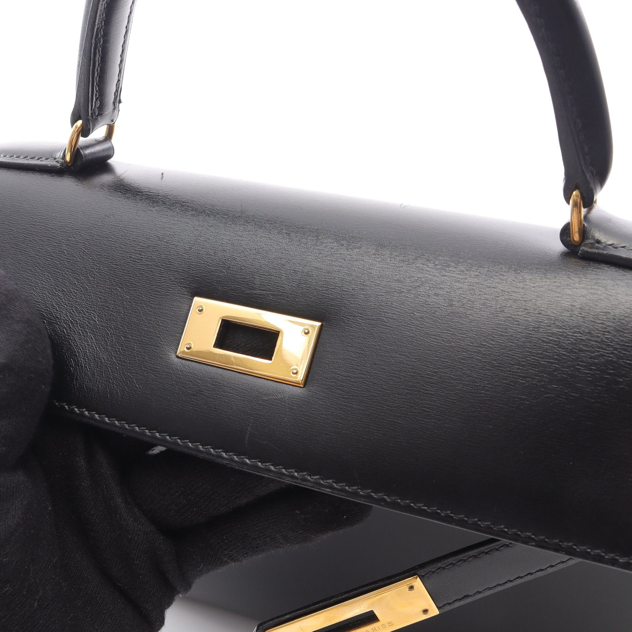 Hermes Hermes Kelly28 Handbag Box Calf Black Gold Hardware Stamp Size ONE SIZE - 11 Thumbnail