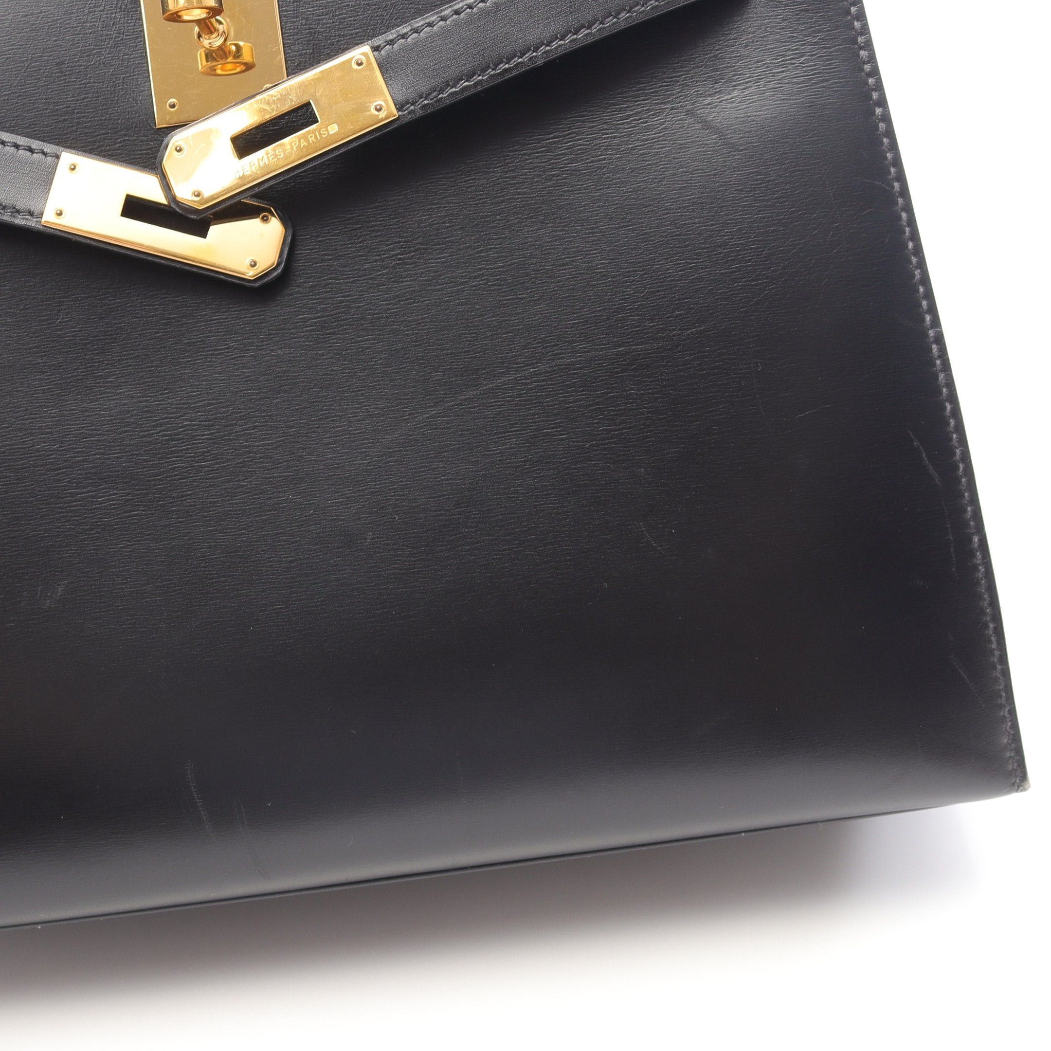 Hermes Hermes Kelly28 Handbag Box Calf Black Gold Hardware Stamp Size ONE SIZE - 12 Thumbnail