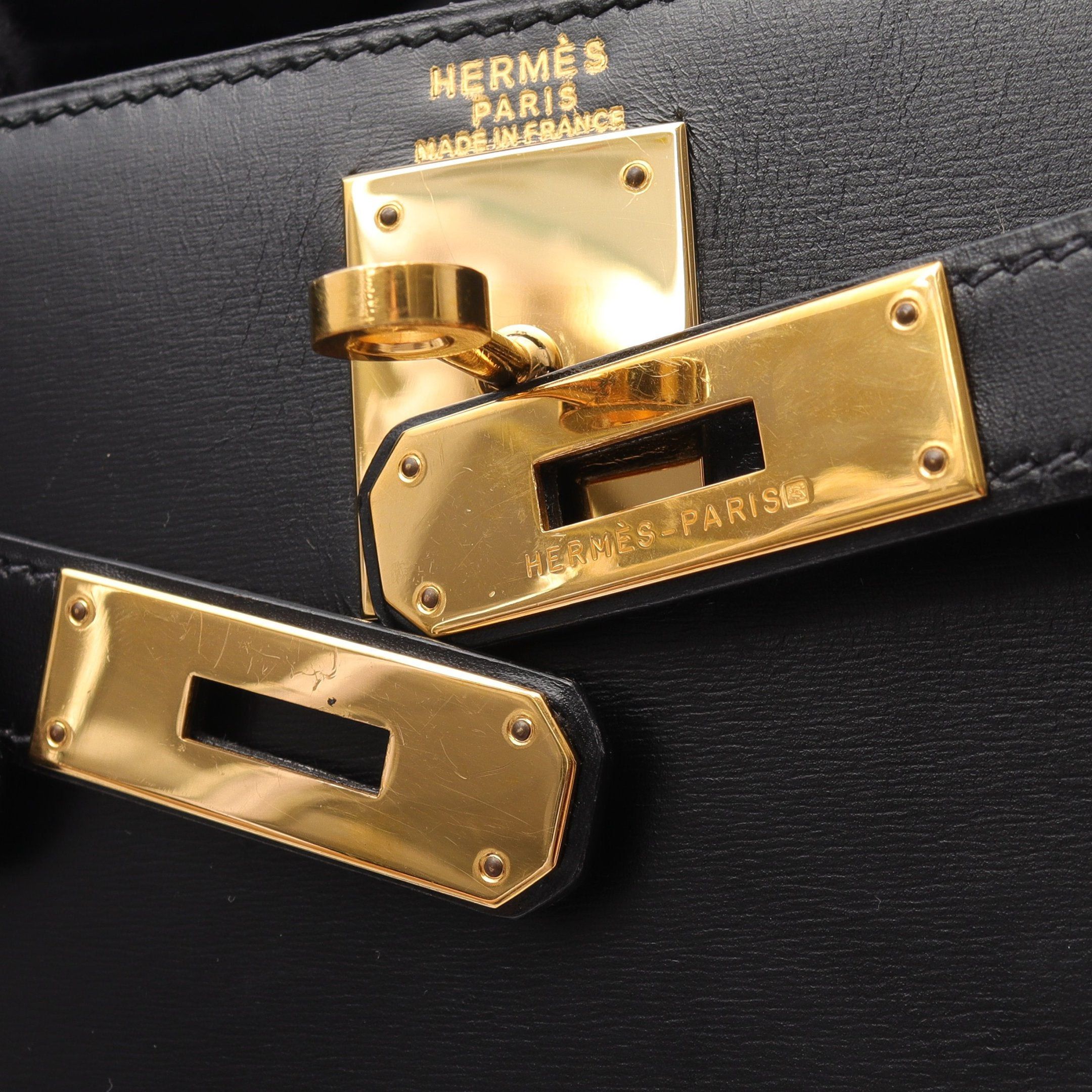 Hermes Hermes Kelly28 Handbag Box Calf Black Gold Hardware Stamp Size ONE SIZE - 13 Thumbnail