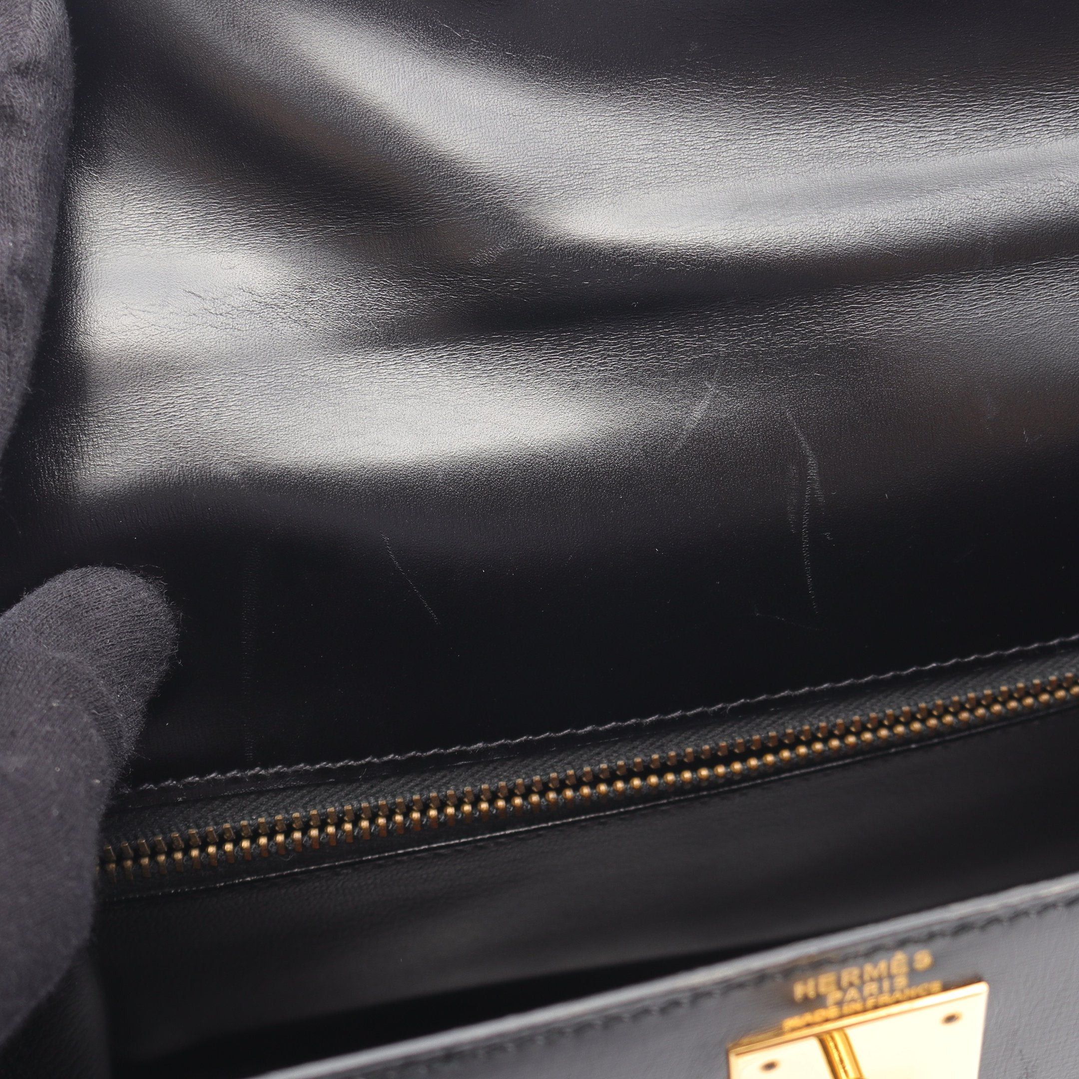 Hermes Hermes Kelly28 Handbag Box Calf Black Gold Hardware Stamp Size ONE SIZE - 15 Thumbnail