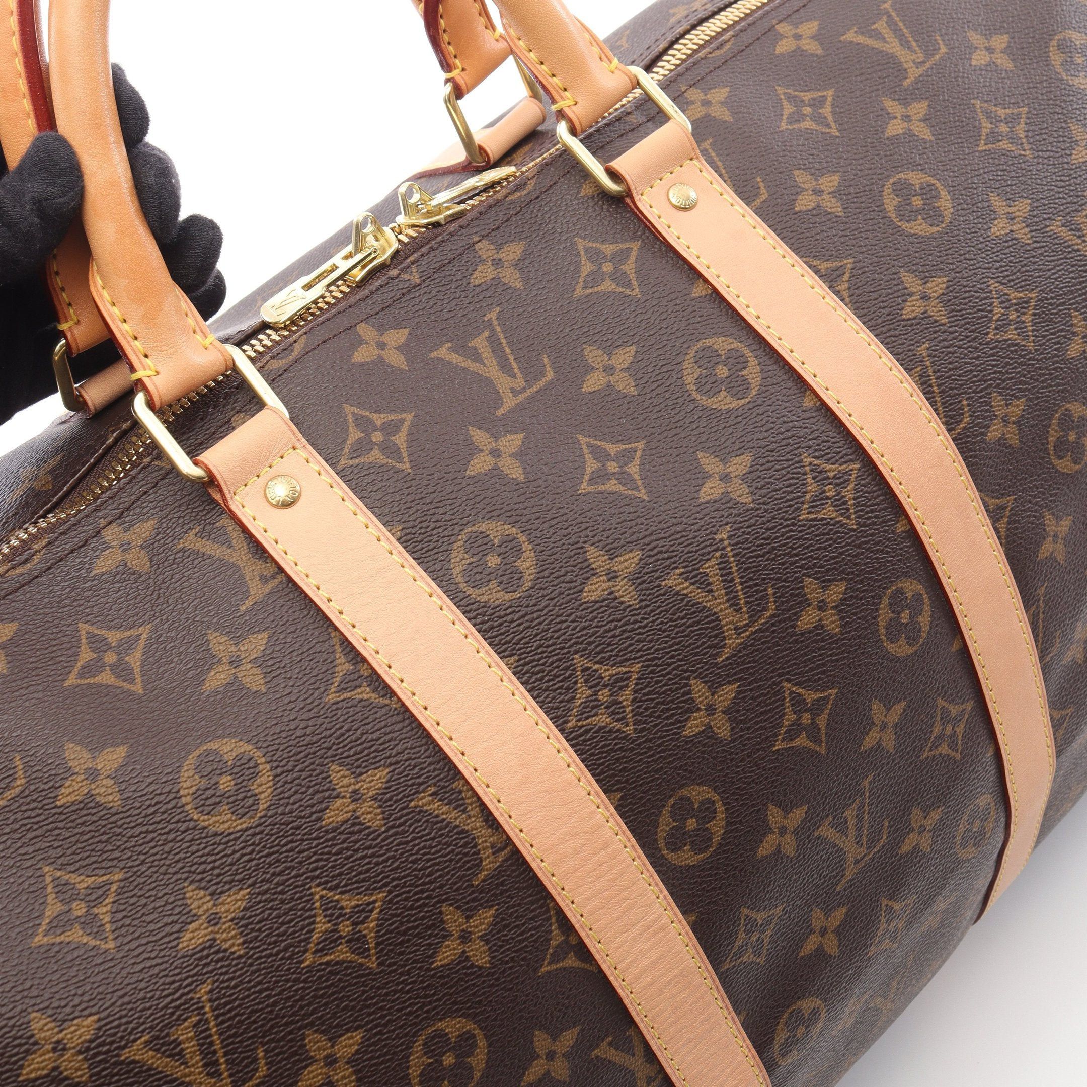 Louis Vuitton Louis Vuitton Keepall 55 Monogram Boston Bag Leather Brown Size ONE SIZE - 10 Thumbnail