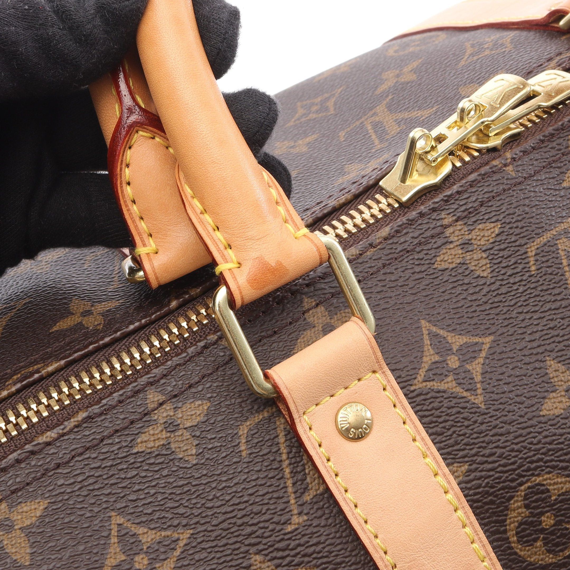 Louis Vuitton Louis Vuitton Keepall 55 Monogram Boston Bag Leather Brown Size ONE SIZE - 7 Thumbnail