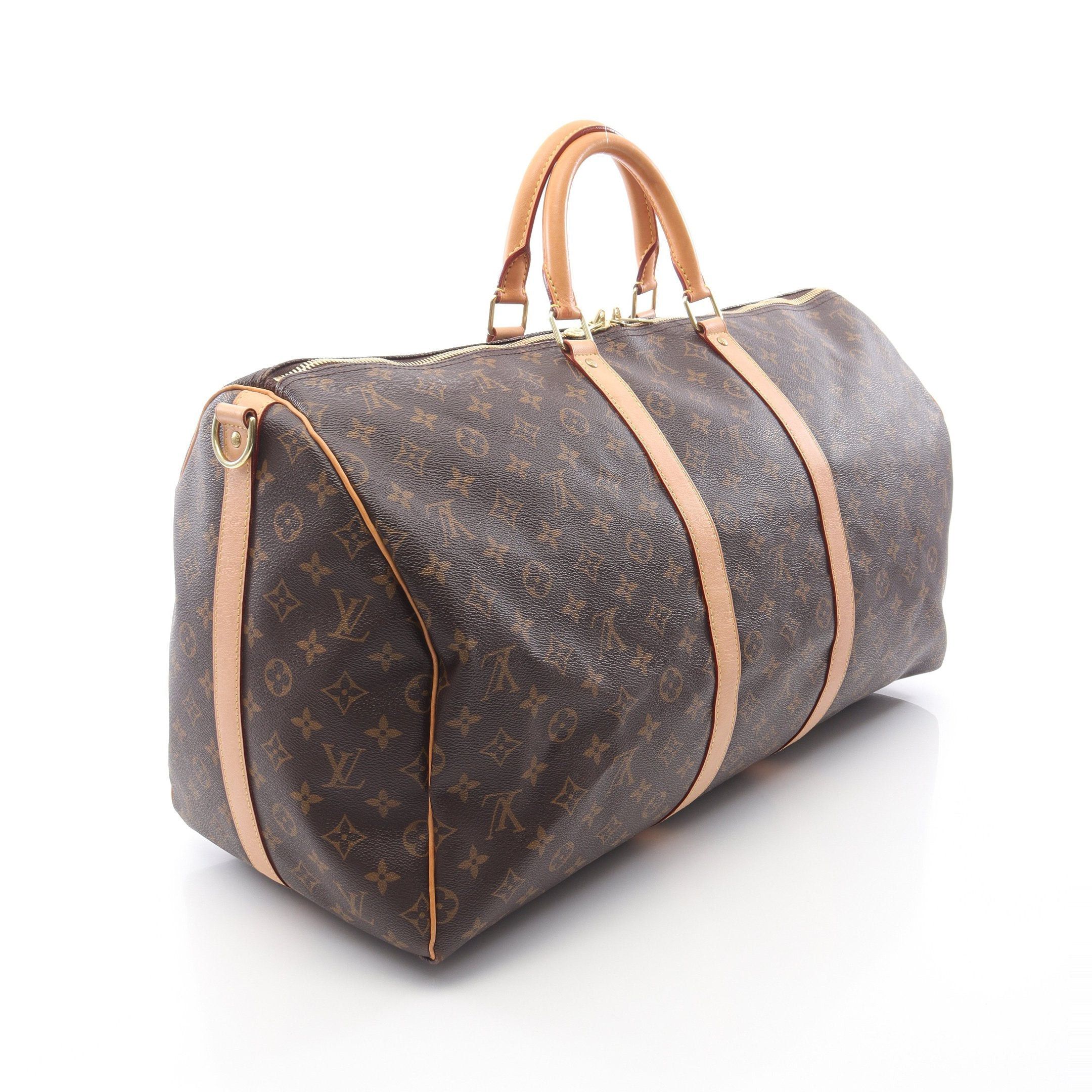 Louis Vuitton Louis Vuitton Keepall 55 Monogram Boston Bag Leather Brown Size ONE SIZE - 2 Thumbnail