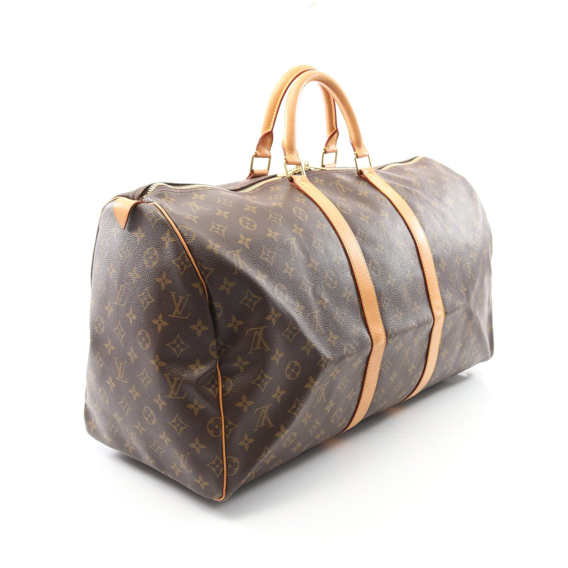 Louis Vuitton Louis Vuitton Keepall 55 Monogram Boston Bag Leather Brown Size ONE SIZE - 2 Thumbnail