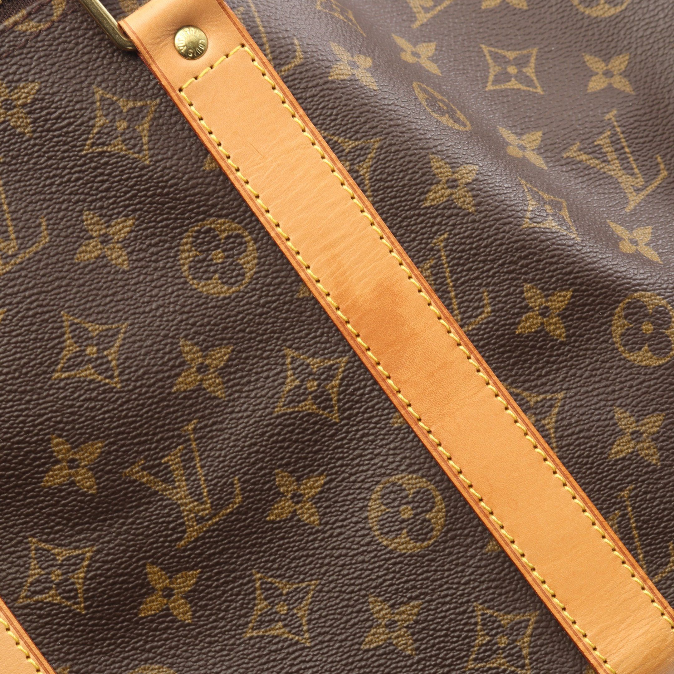 Louis Vuitton Louis Vuitton Keepall 55 Monogram Boston Bag Leather Brown Size ONE SIZE - 6 Thumbnail