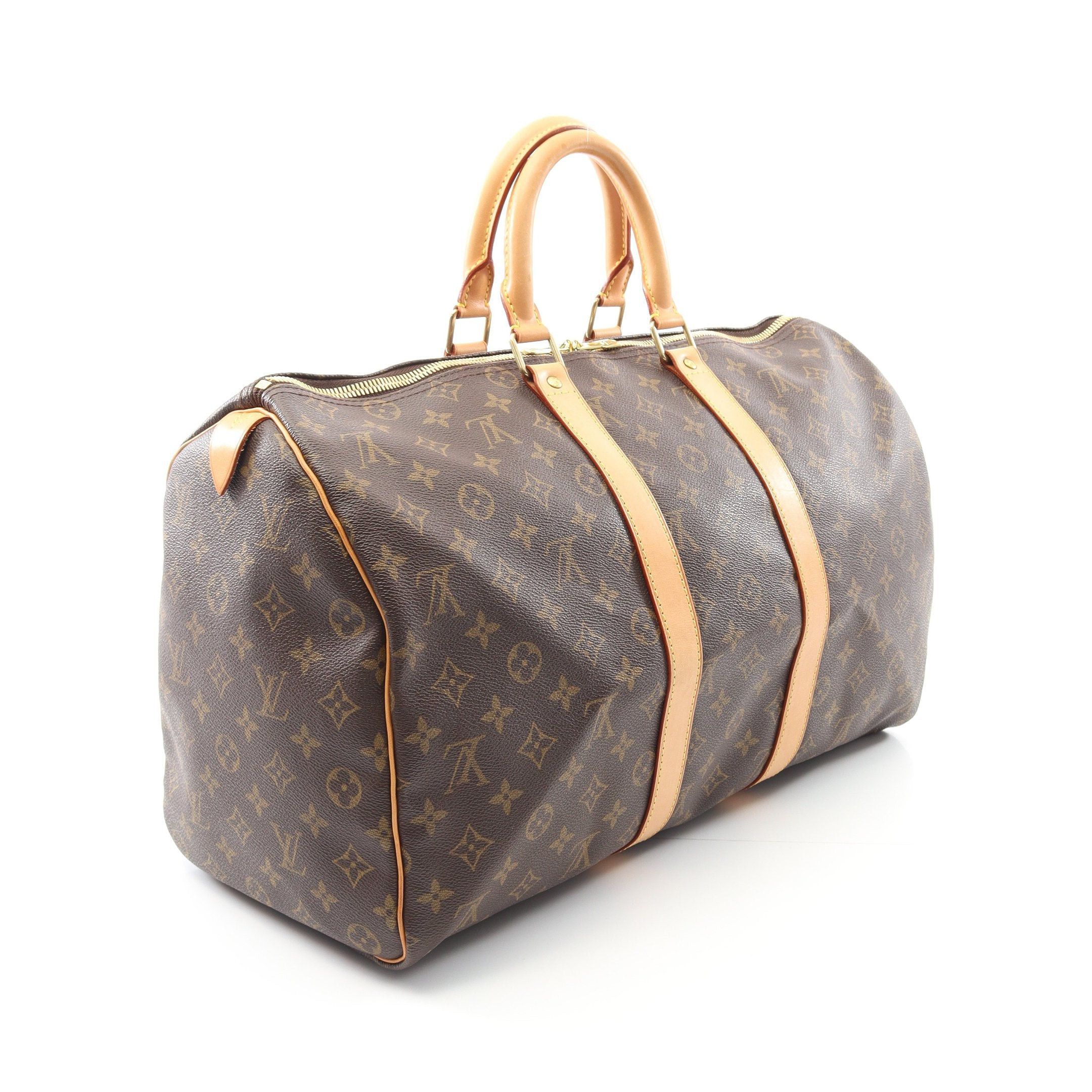 Louis Vuitton Louis Vuitton Keepall 45 Monogram Boston Bag Leather Brown Size ONE SIZE - 2 Thumbnail