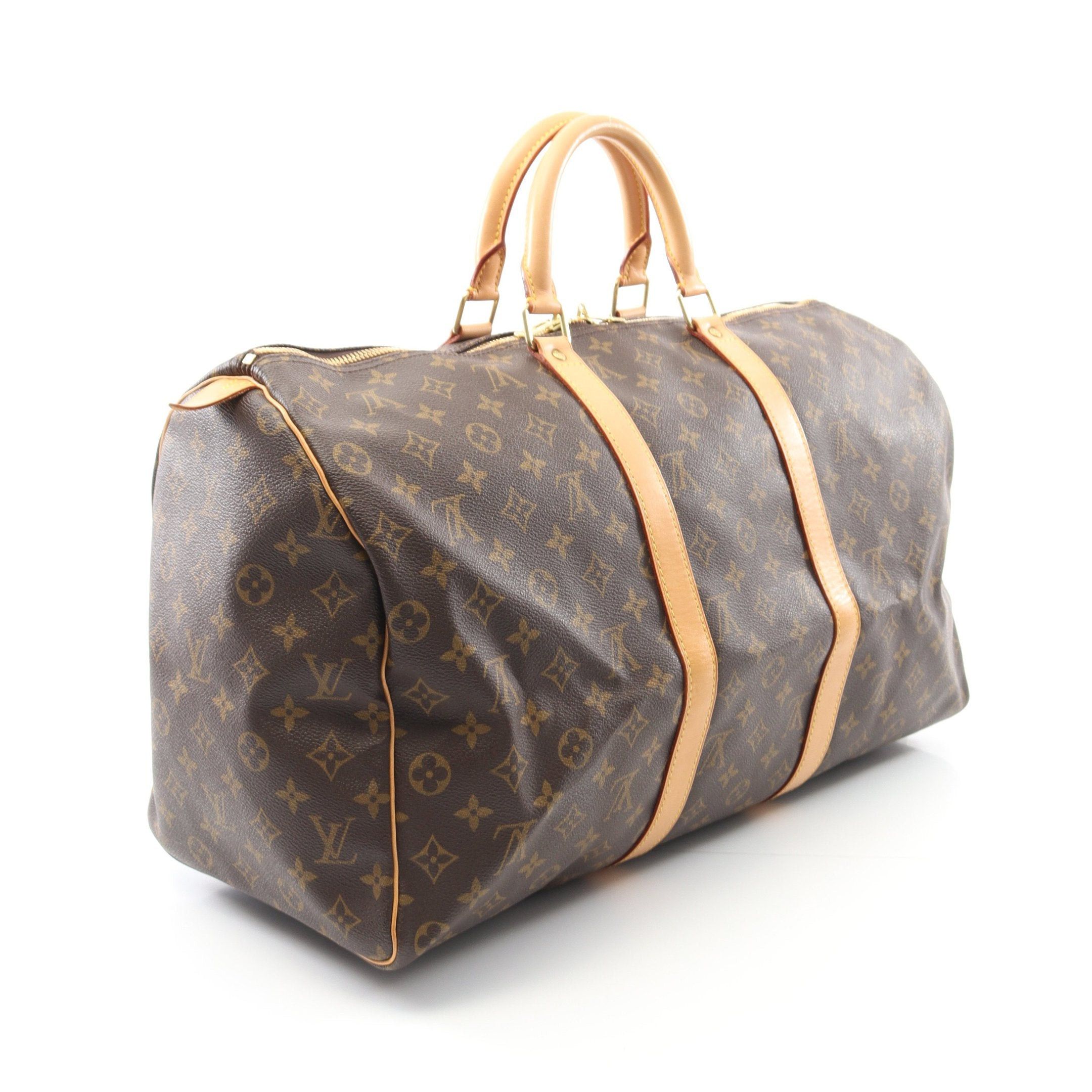 Louis Vuitton Louis Vuitton Keepall 50 Monogram Boston Bag Leather Brown Size ONE SIZE - 2 Thumbnail
