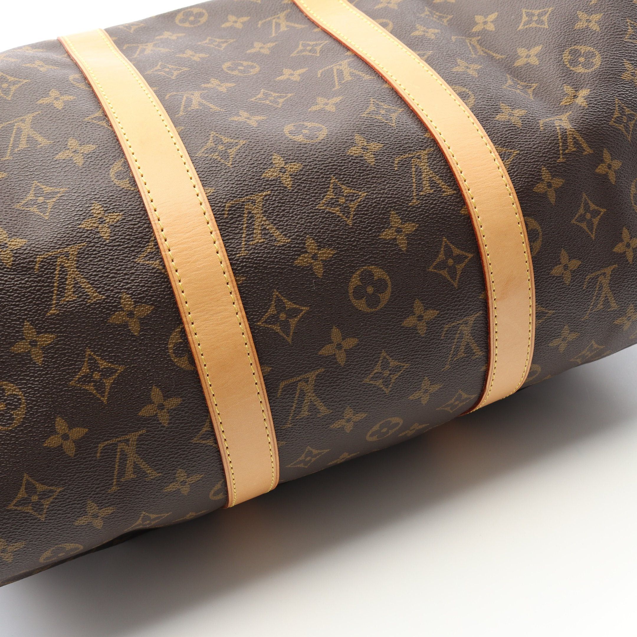 Louis Vuitton Louis Vuitton Keepall 50 Monogram Boston Bag Leather Brown Size ONE SIZE - 8 Thumbnail
