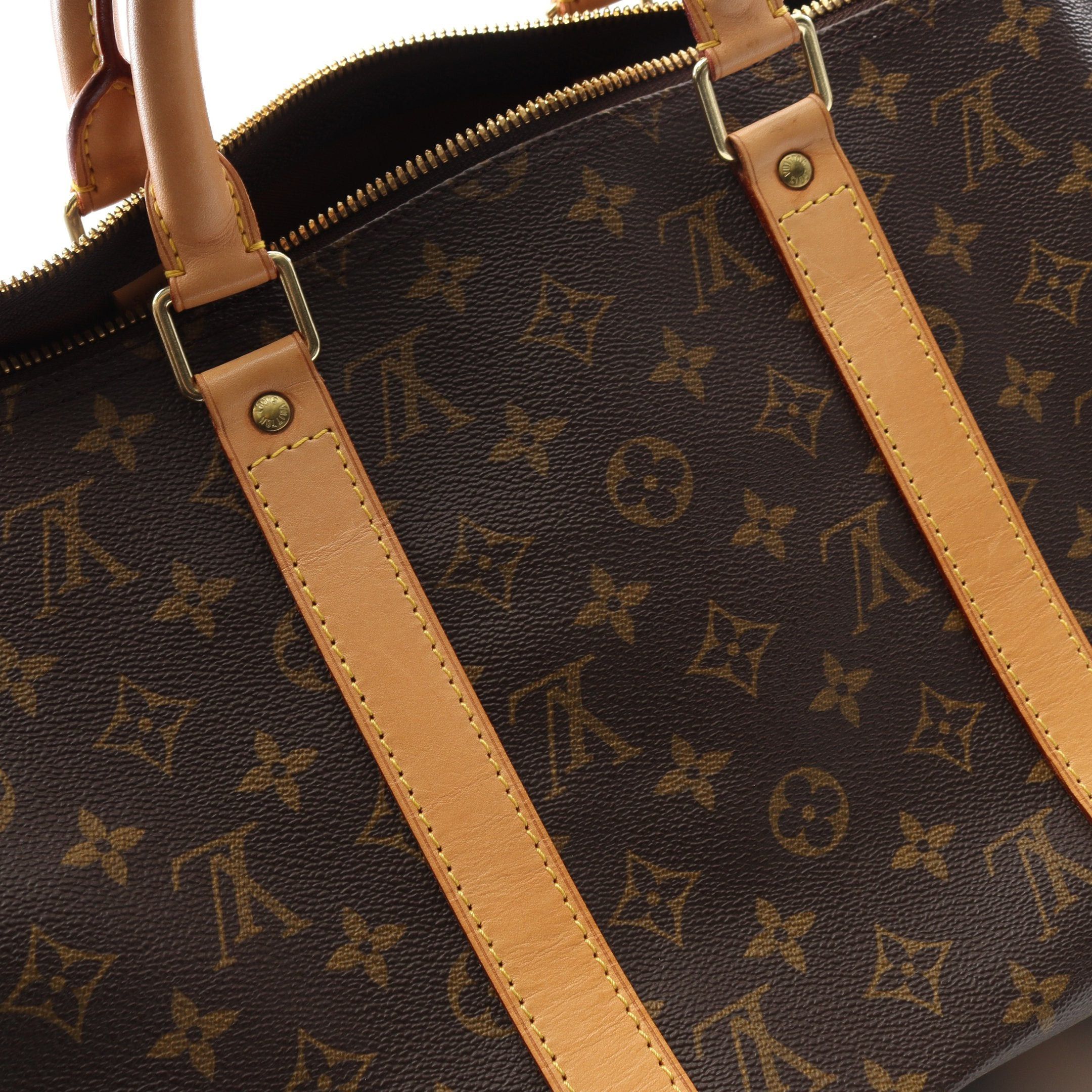 Louis Vuitton Louis Vuitton Keepall 50 Monogram Boston Bag Leather Brown Size ONE SIZE - 10 Thumbnail