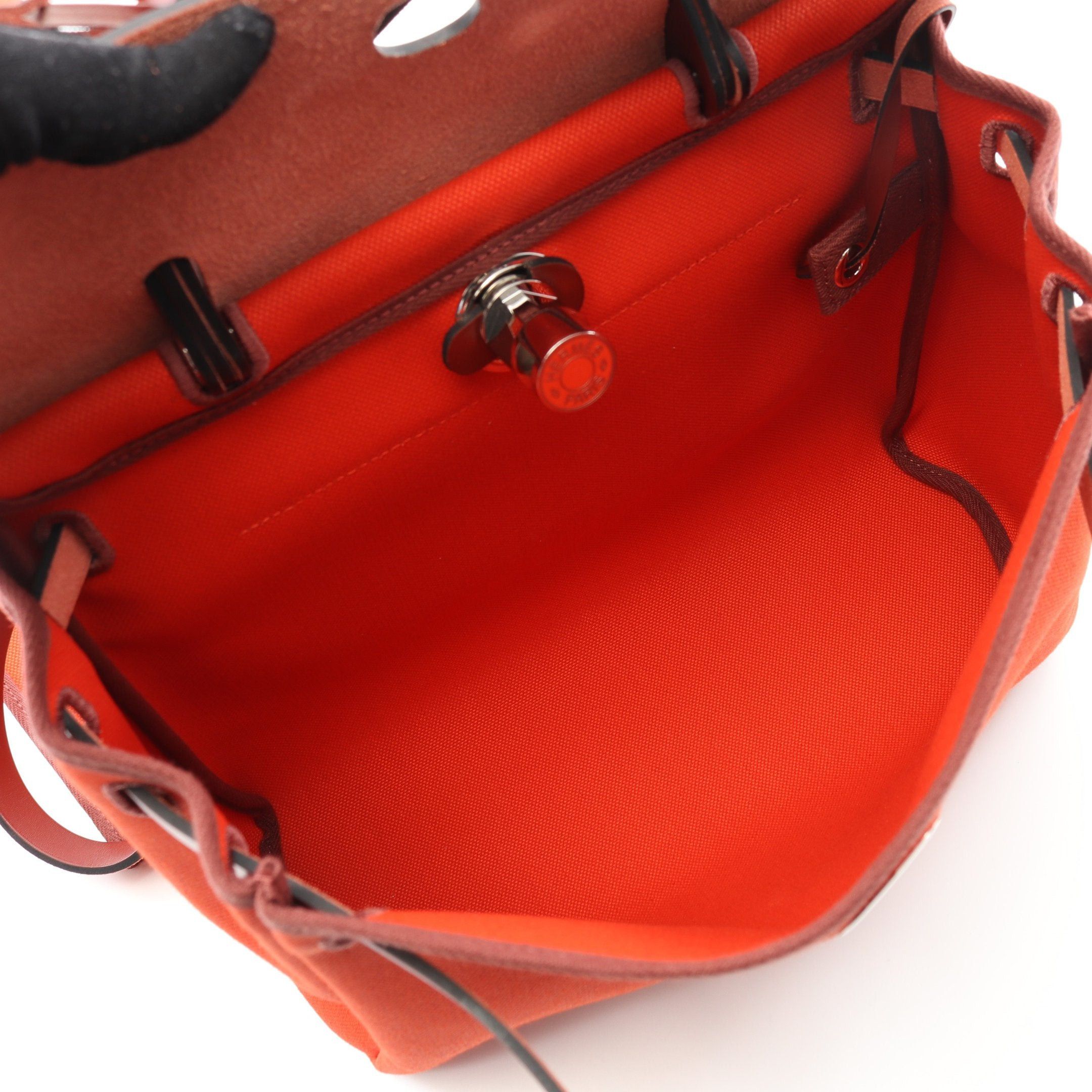 Hermes Hermes Herbag Zip Pm Rouge Piment Ash Handbag Toile Military Vache Hunter Orange Red Bordeaux Silver Hardware U Stamp Size ONE SIZE - 3 Thumbnail