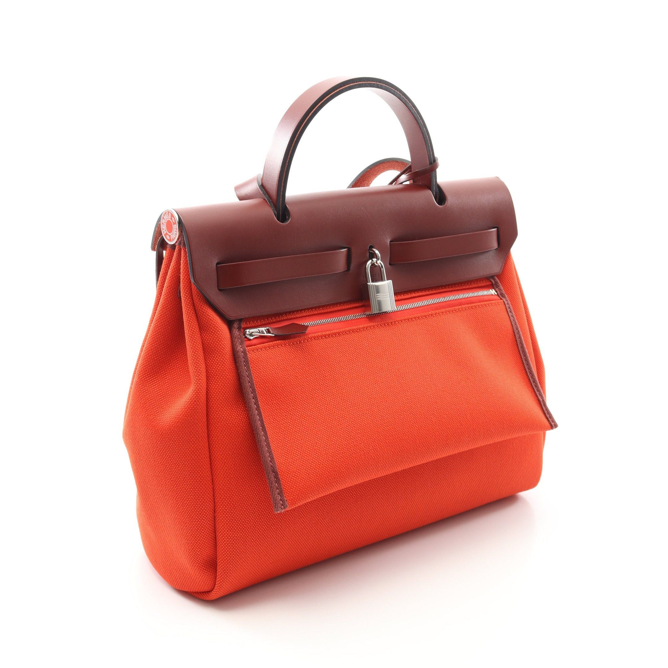 Hermes Hermes Herbag Zip Pm Rouge Piment Ash Handbag Toile Military Vache Hunter Orange Red Bordeaux Silver Hardware U Stamp Size ONE SIZE - 2 Thumbnail