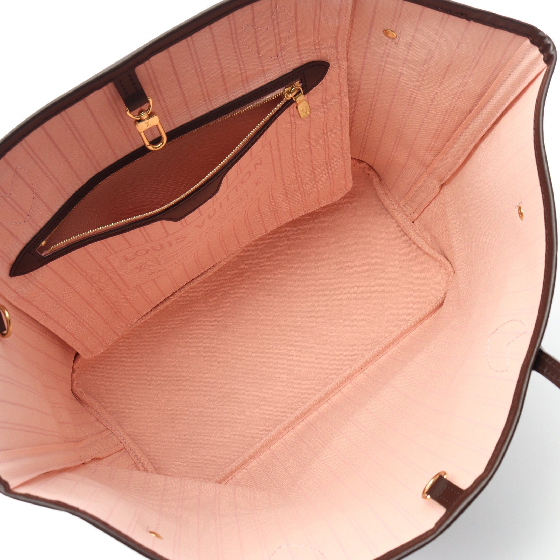 Louis Vuitton Louis Vuitton Neverfull Mm Damier Ebene Rose Ballerine Shoulder Bag Tote Leather Brown Size ONE SIZE - 3 Thumbnail