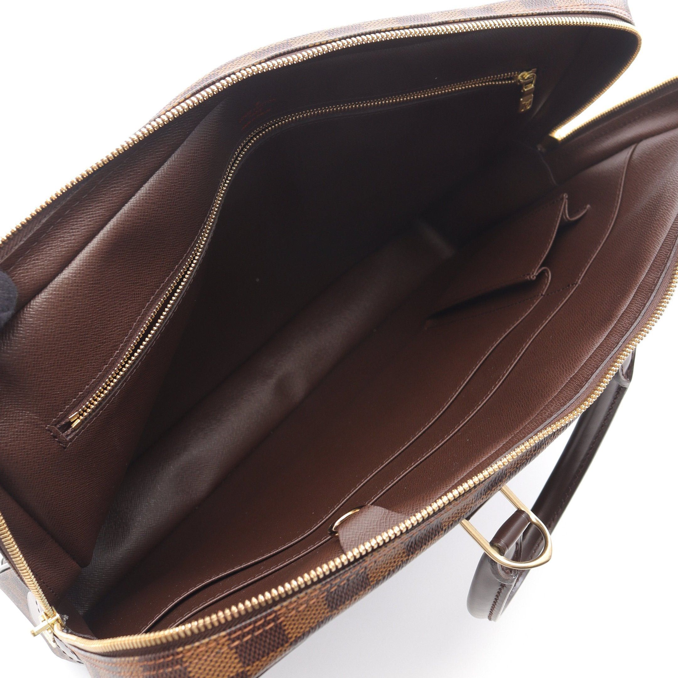 Louis Vuitton Louis Vuitton Porte Document Voyage Damier Ebene Business Bag Briefcase Leather Brown Size ONE SIZE - 3 Thumbnail
