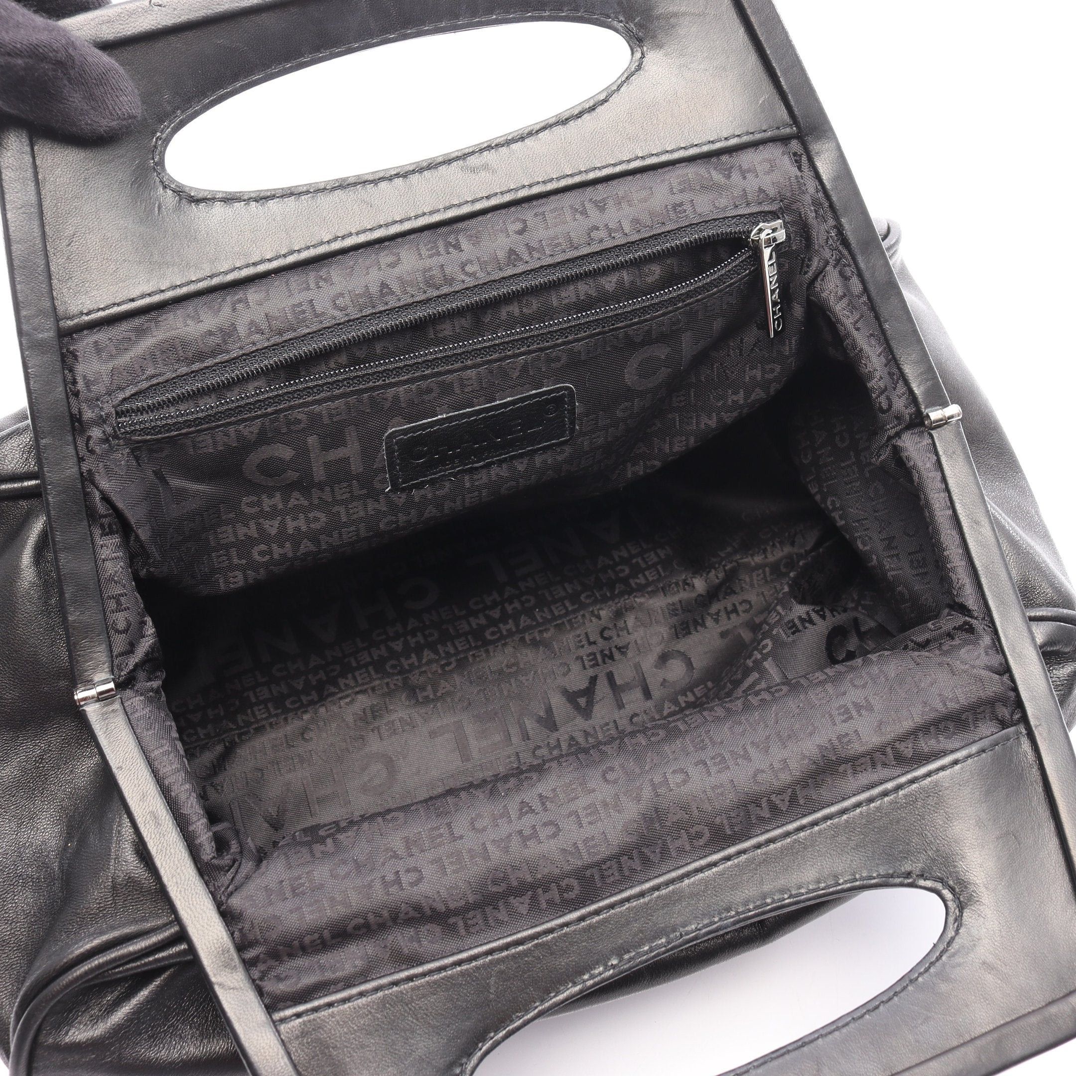 Chanel Chanel Camellia Handbag Lambskin Black Silver Hardware Size ONE SIZE - 3 Thumbnail