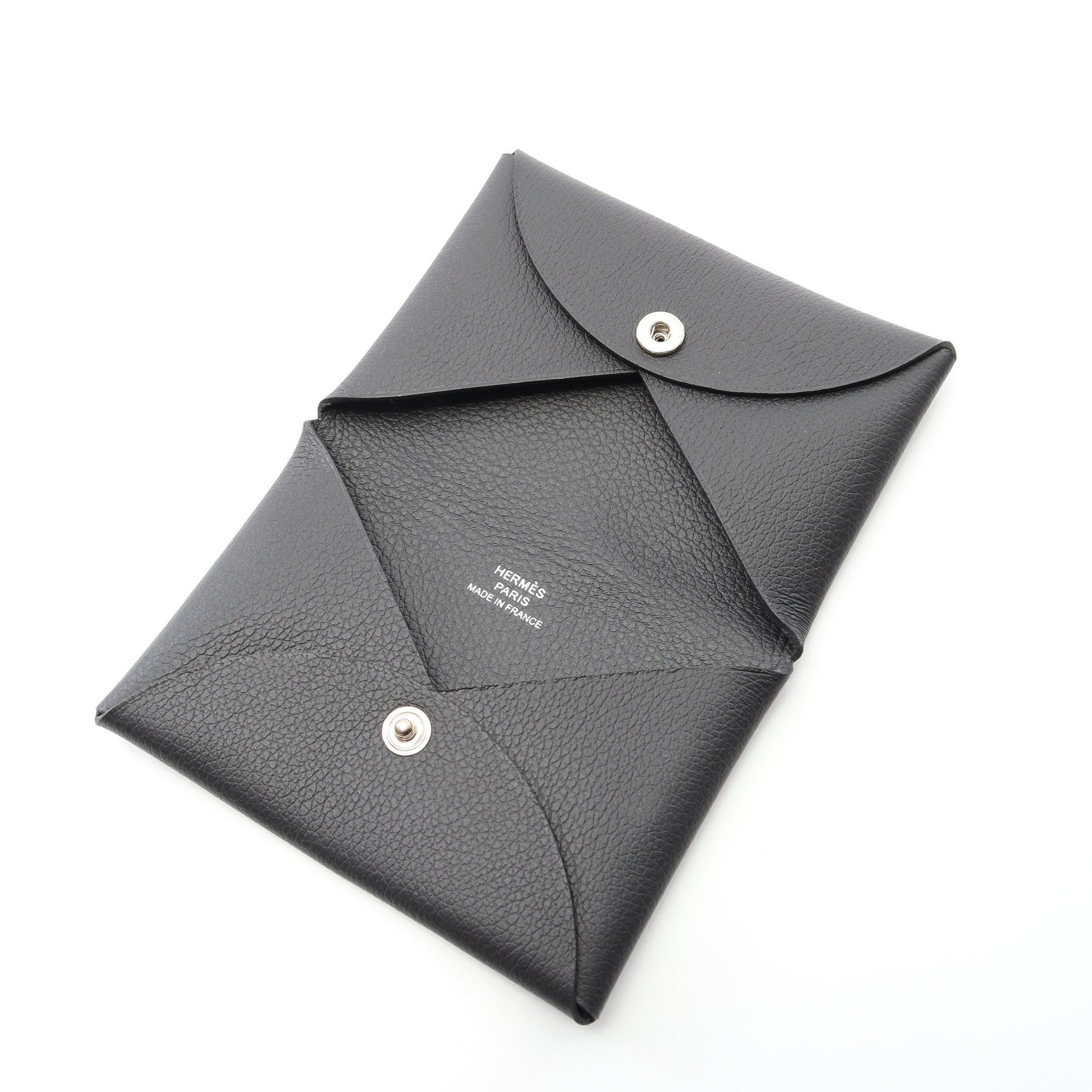Hermes Hermes Calvi Coin Purse Evercolor Black Silver Hardware B Stamp Size ONE SIZE - 6 Thumbnail