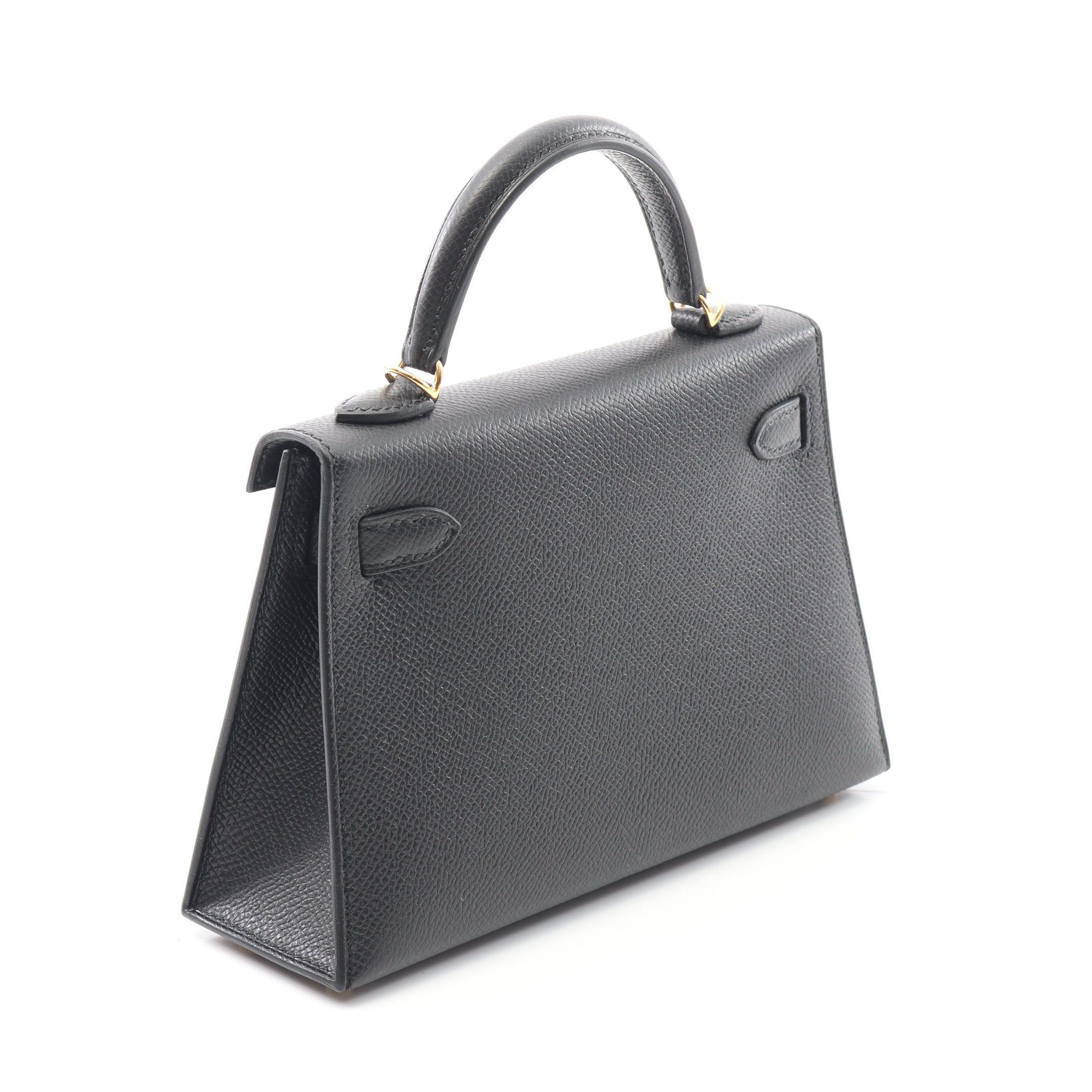 Hermes Hermes Mini Kelly 2 Handbag Veau Epsom Black Gold Hardware Outside Sewing Double Engraved Size ONE SIZE - 2 Thumbnail