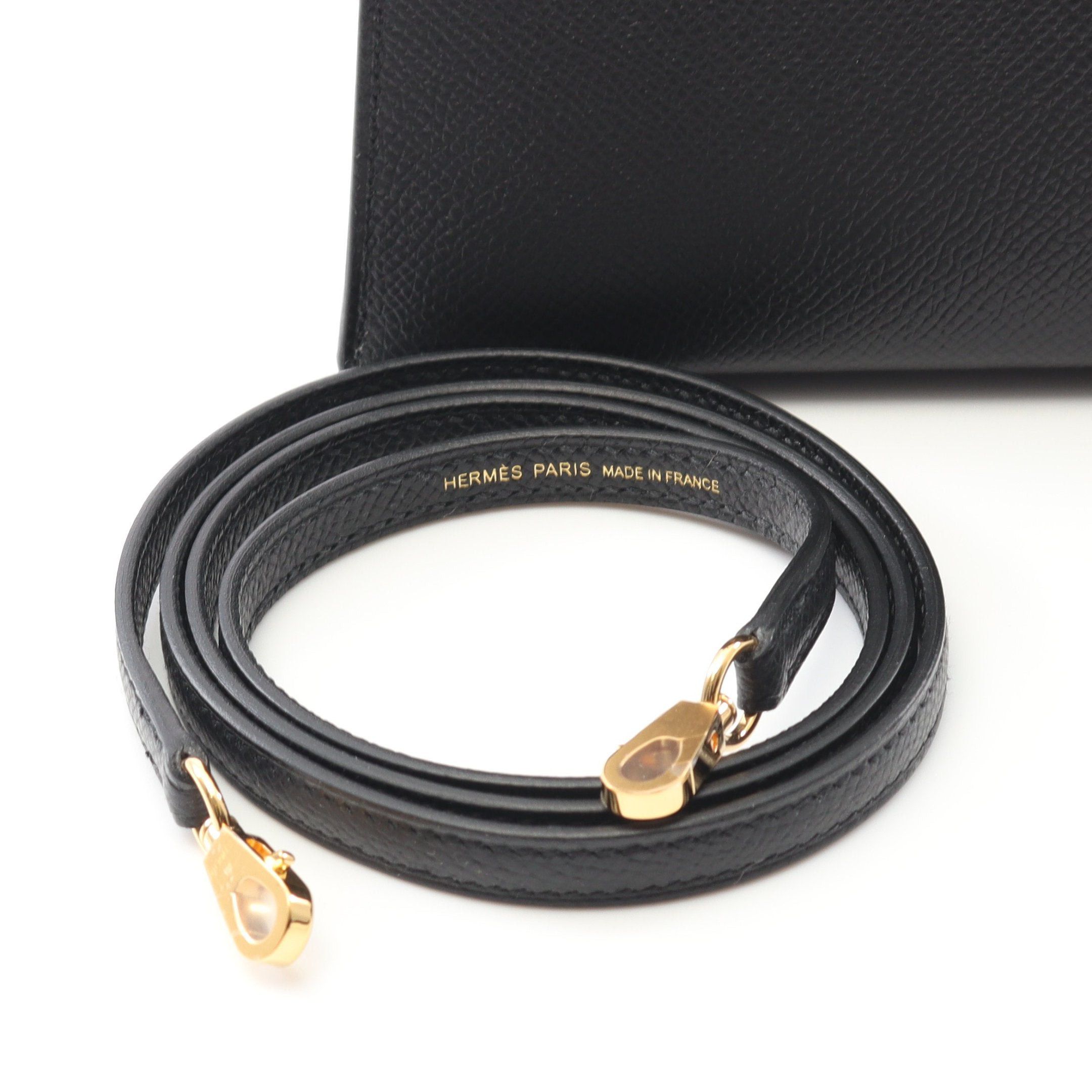 Hermes Hermes Mini Kelly 2 Handbag Veau Epsom Black Gold Hardware Outside Sewing Double Engraved Size ONE SIZE - 6 Thumbnail