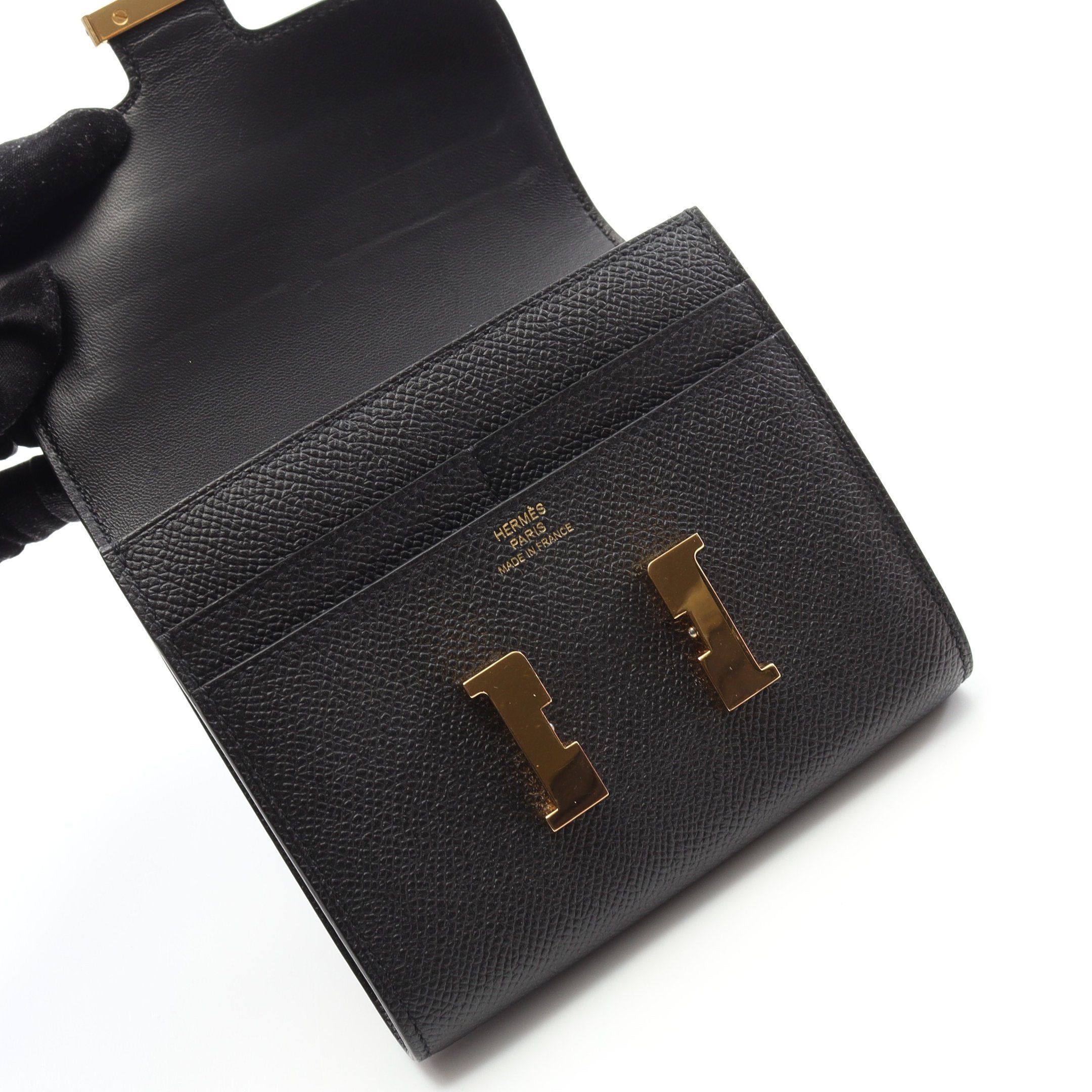 Hermes Hermes Constance Compact Bi-Fold Wallet Veau Epsom Black Gold Hardware D Stamp Size ONE SIZE - 12 Thumbnail