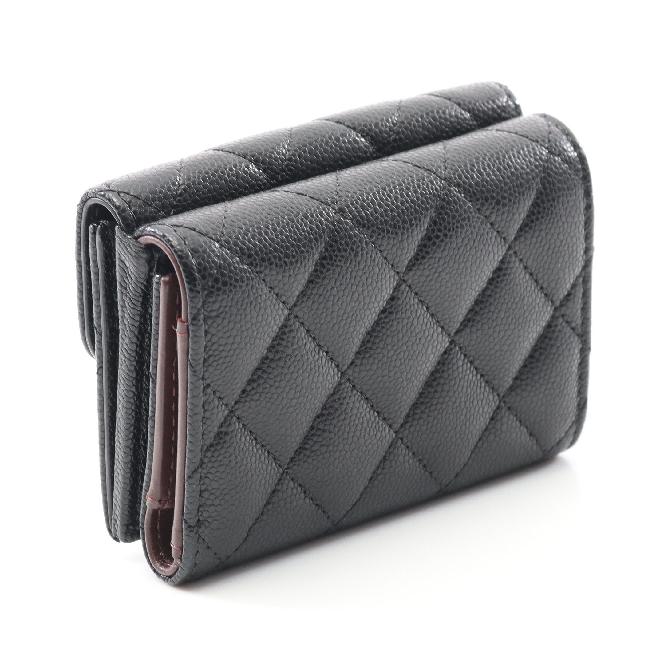Chanel Chanel Classic Small Flap Wallet Matelasse Trifold Compact Caviar Skin Black Gold Hardware Size ONE SIZE - 2 Thumbnail