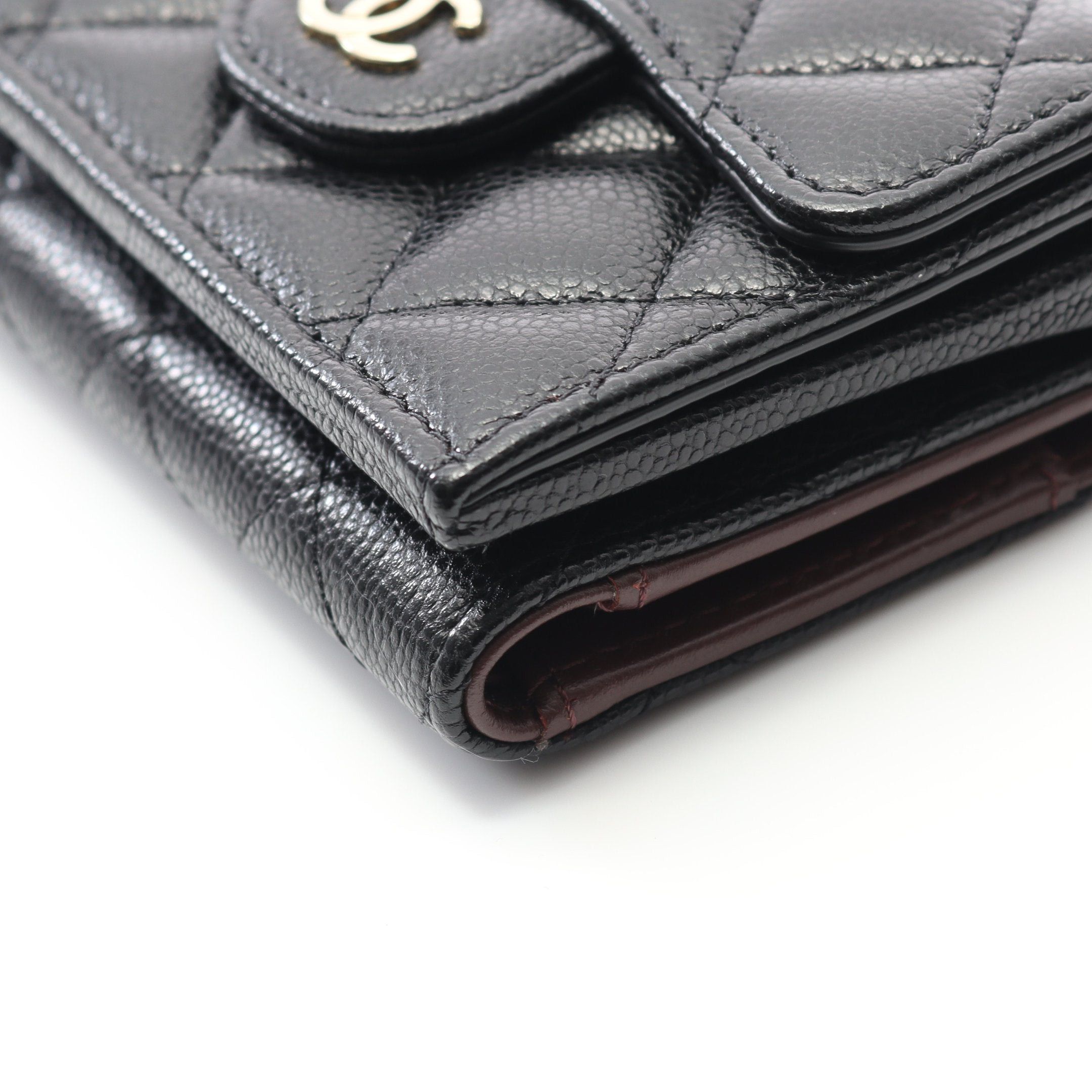Chanel Chanel Classic Small Flap Wallet Matelasse Trifold Compact Caviar Skin Black Gold Hardware Size ONE SIZE - 9 Thumbnail
