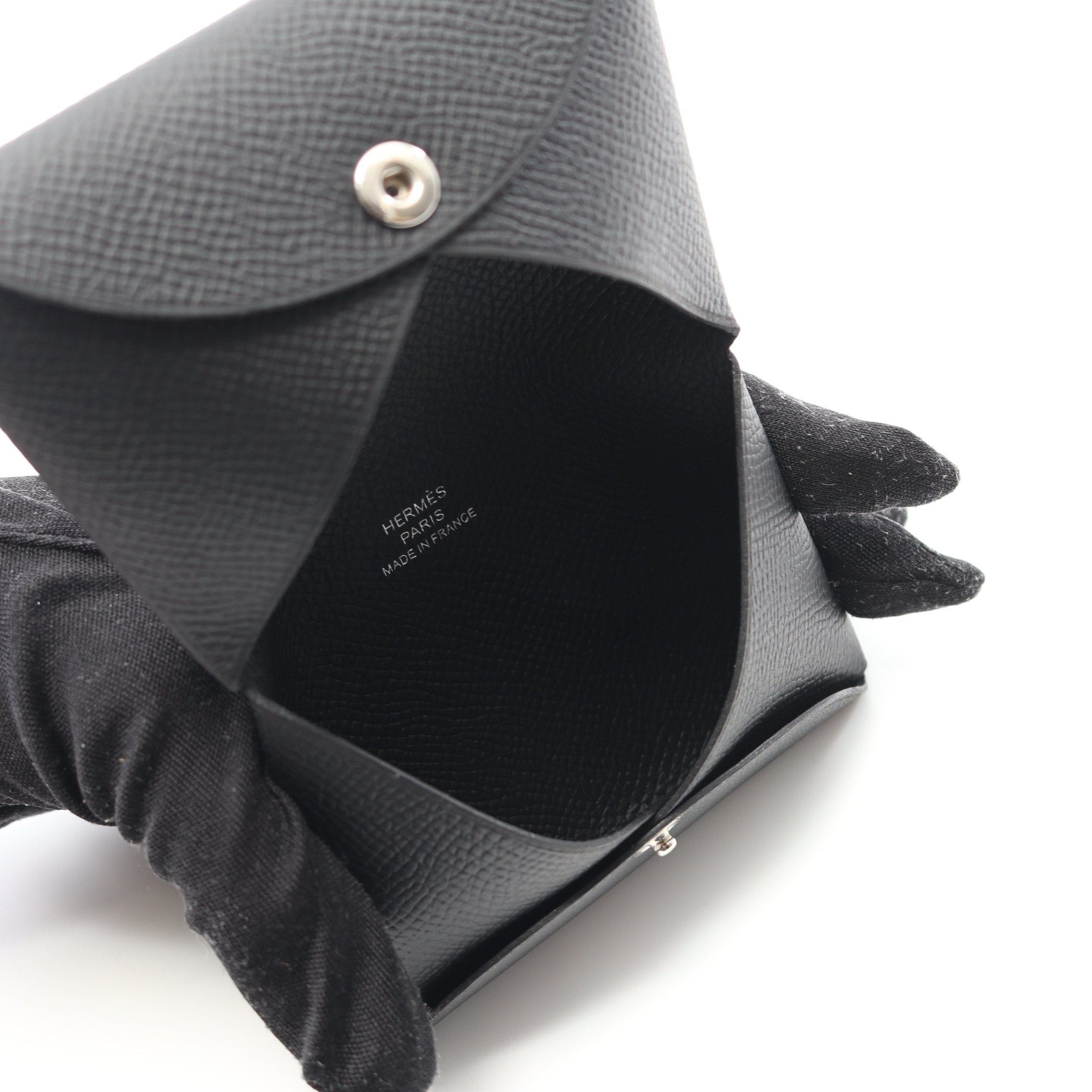 Hermes Hermes Calvi Coin Purse Veau Epsom Black Silver Hardware B Stamp Size ONE SIZE - 3 Thumbnail