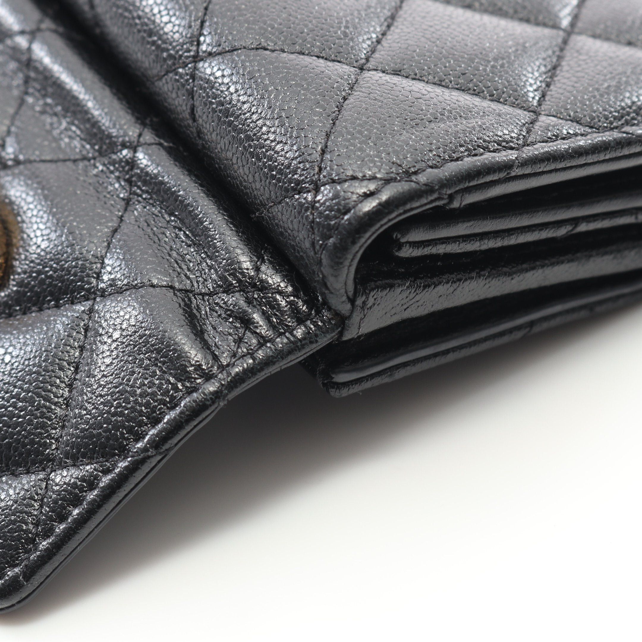 Chanel Chanel Matelasse Small Flap Wallet Trifold Caviar Skin Black Gold Hardware Size ONE SIZE - 9 Thumbnail