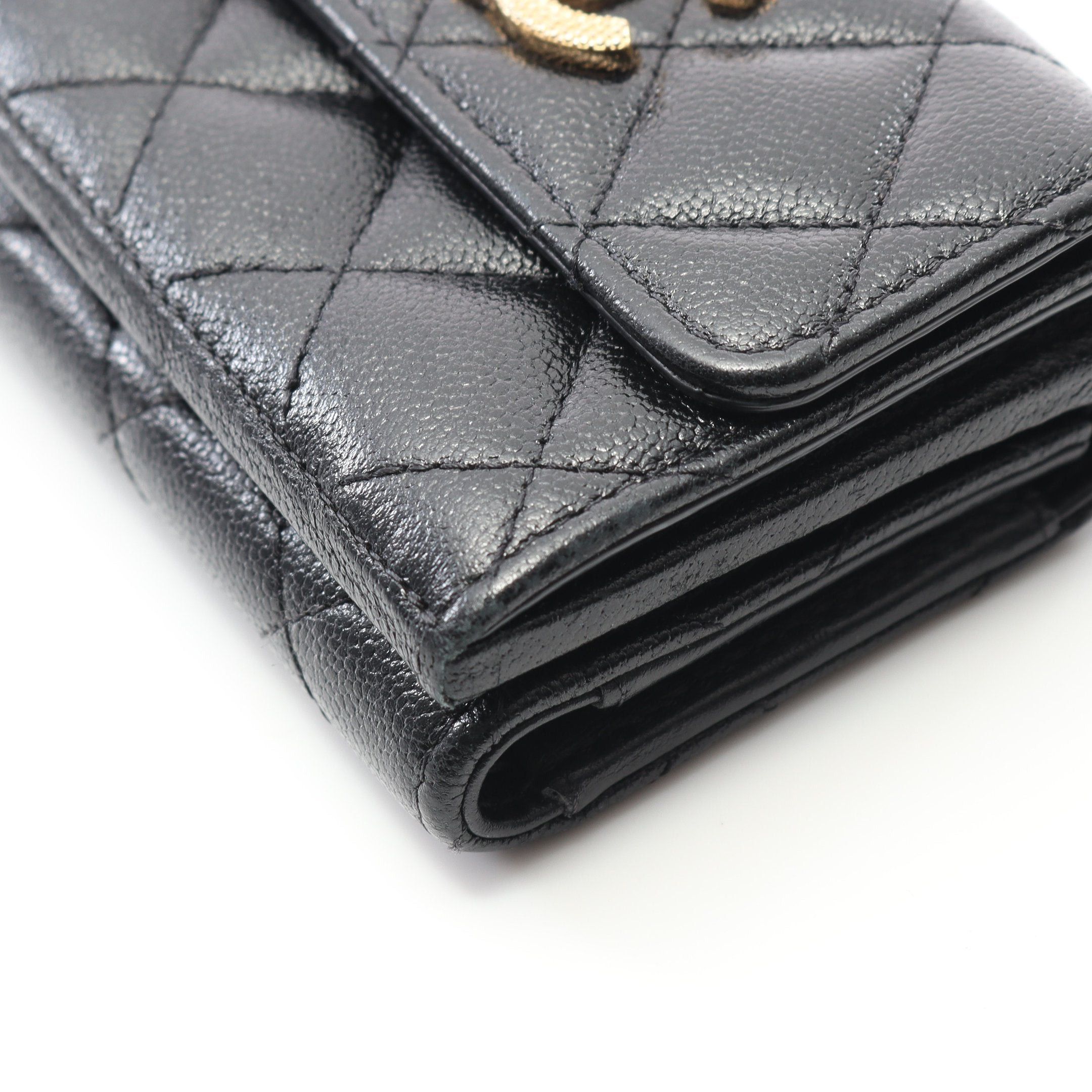 Chanel Chanel Matelasse Small Flap Wallet Trifold Caviar Skin Black Gold Hardware Size ONE SIZE - 7 Thumbnail