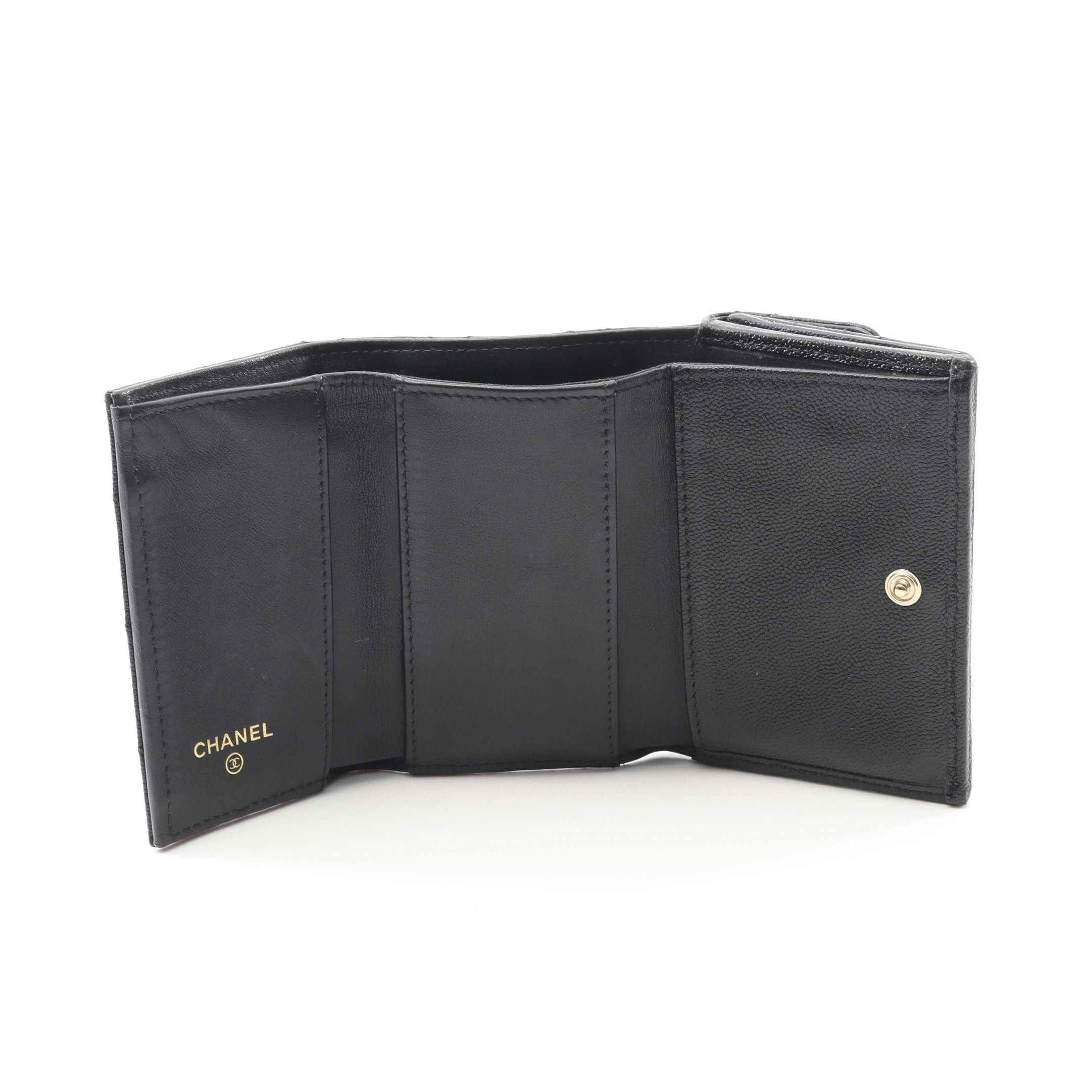 Chanel Chanel Matelasse Small Flap Wallet Trifold Caviar Skin Black Gold Hardware Size ONE SIZE - 3 Thumbnail