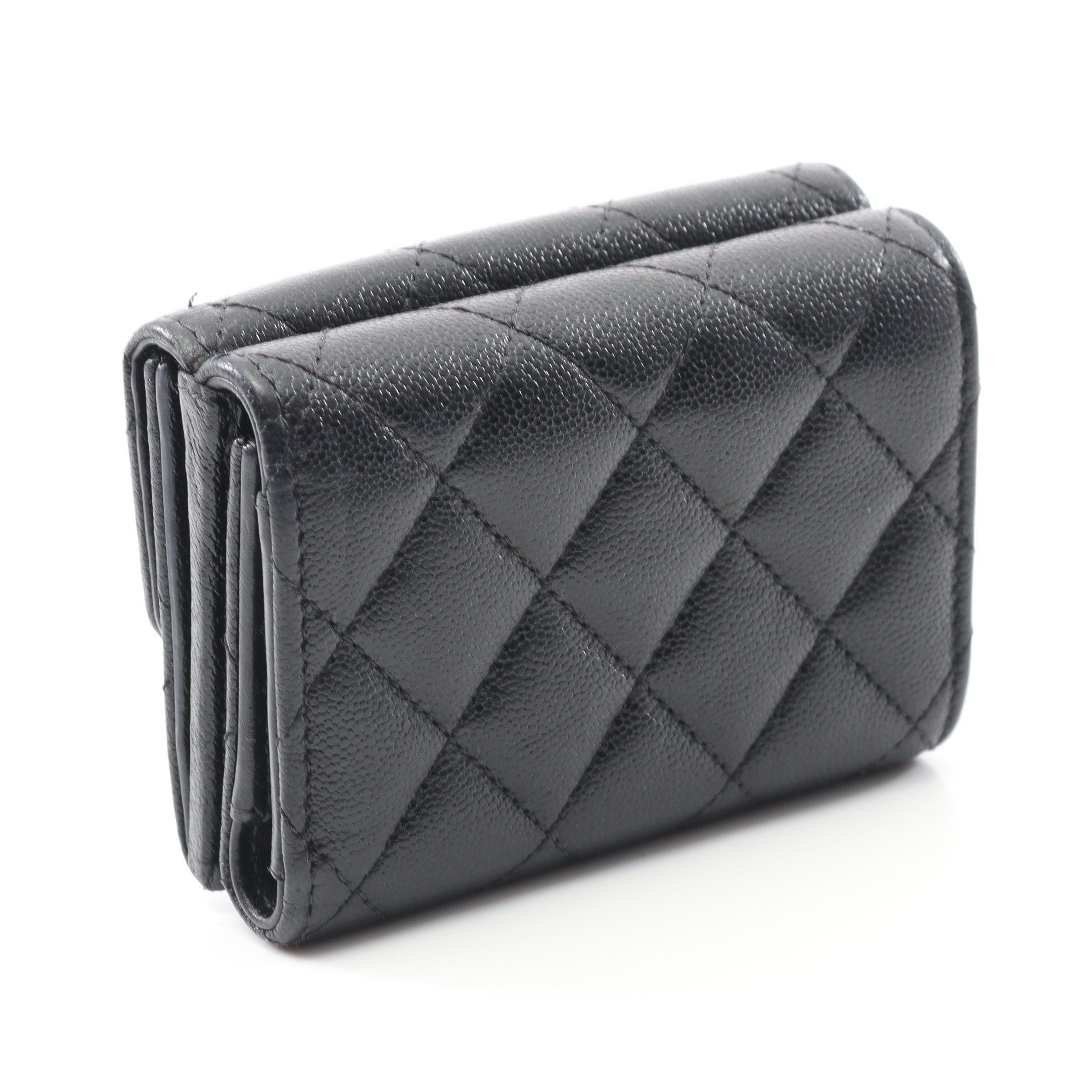 Chanel Chanel Matelasse Small Flap Wallet Trifold Caviar Skin Black Gold Hardware Size ONE SIZE - 2 Thumbnail